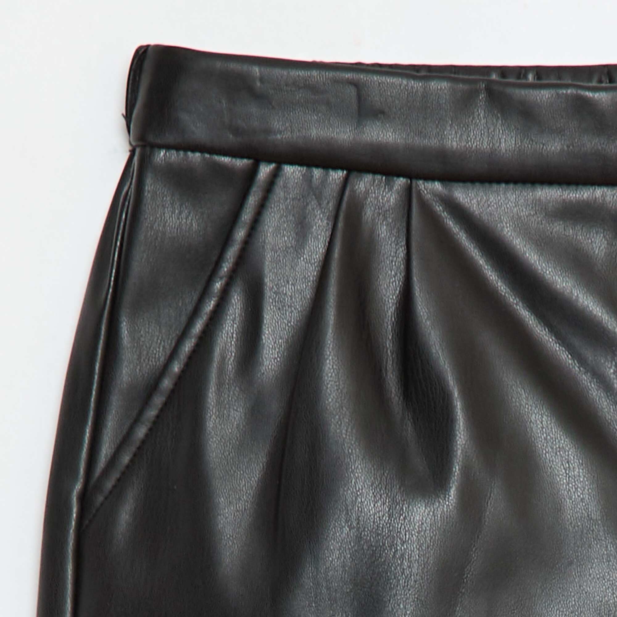 Faux Leather Short Shorts BLACK - Image 4