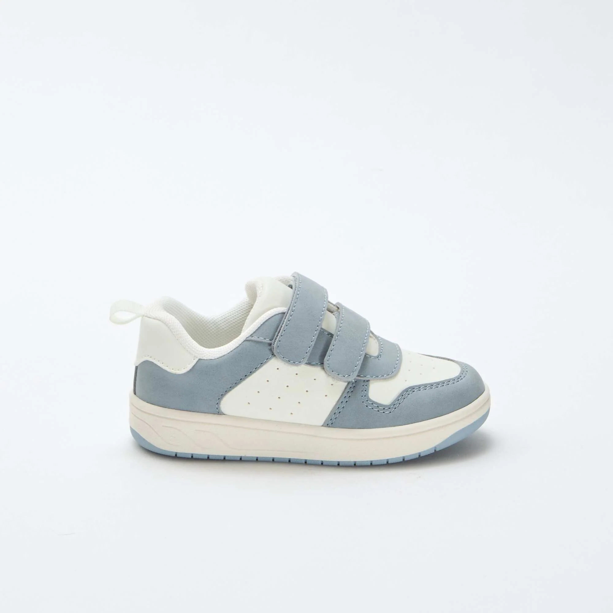 Faux Leather Sneakers with 2 Hook-and-Loop Straps BLUE - Image 2