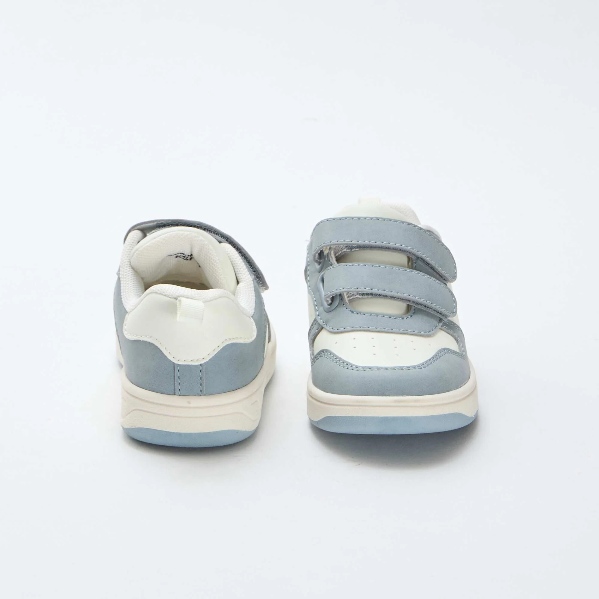 Faux Leather Sneakers with 2 Hook-and-Loop Straps BLUE - Image 3