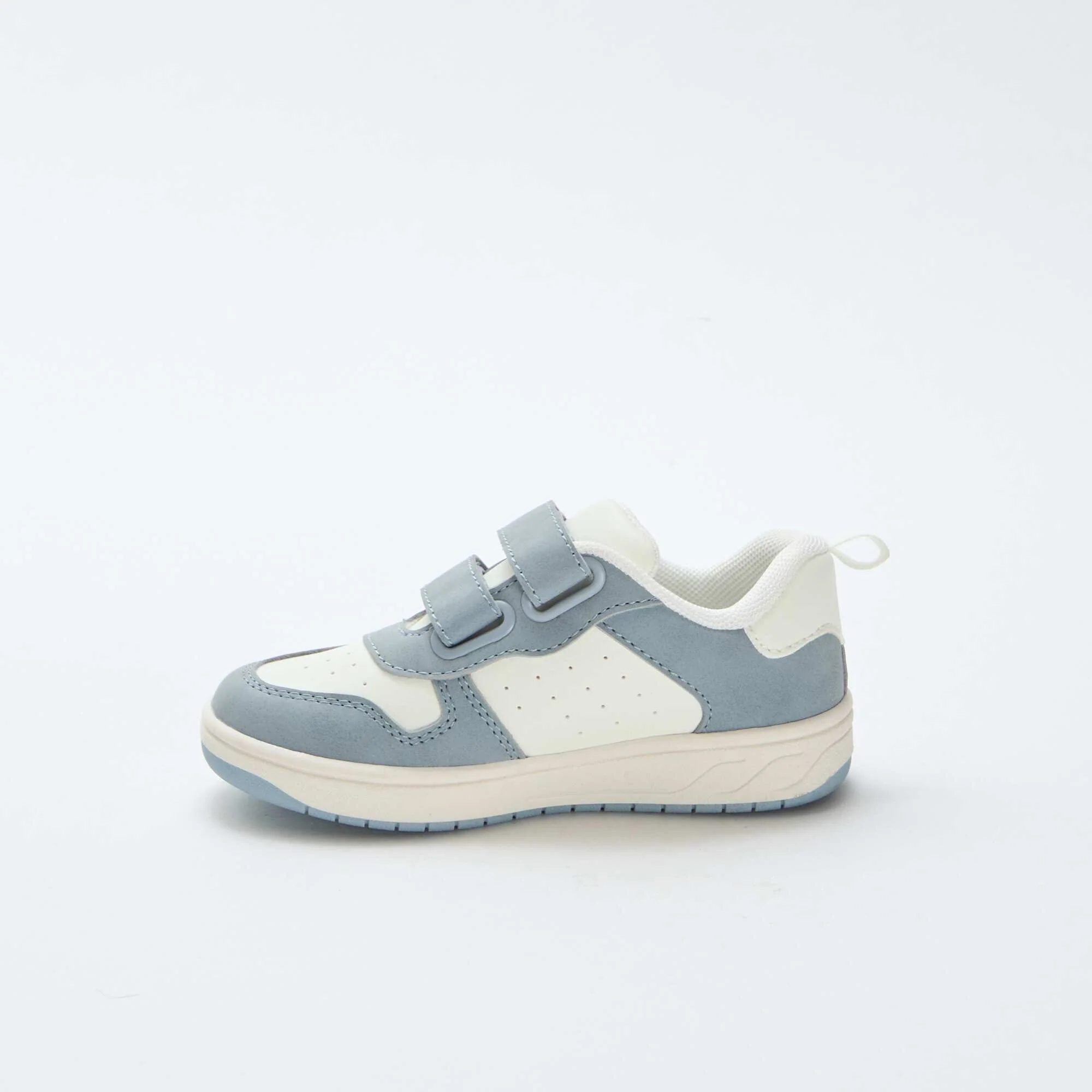 Faux Leather Sneakers with 2 Hook-and-Loop Straps BLUE - Image 4