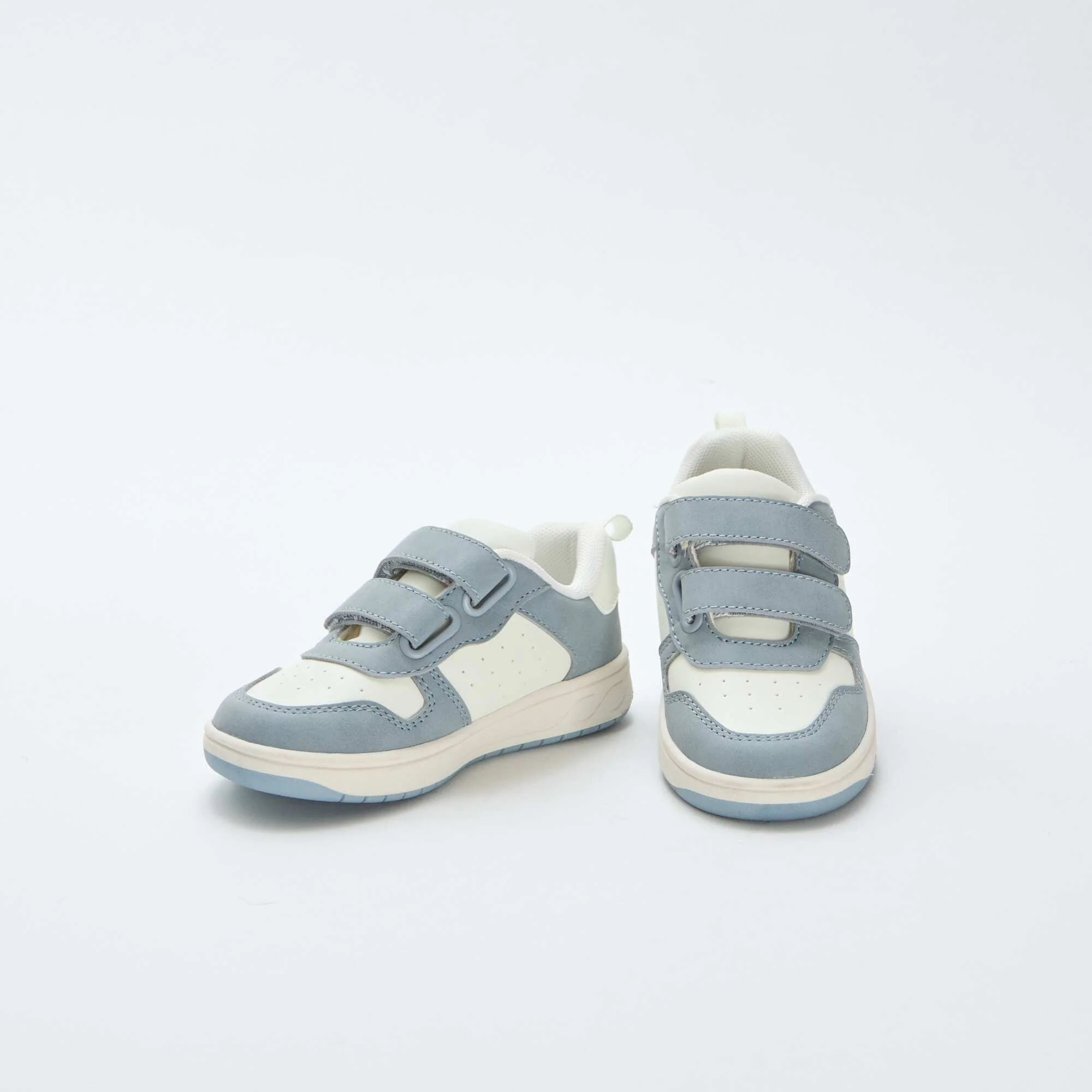 Faux Leather Sneakers with 2 Hook-and-Loop Straps BLUE - Image 5