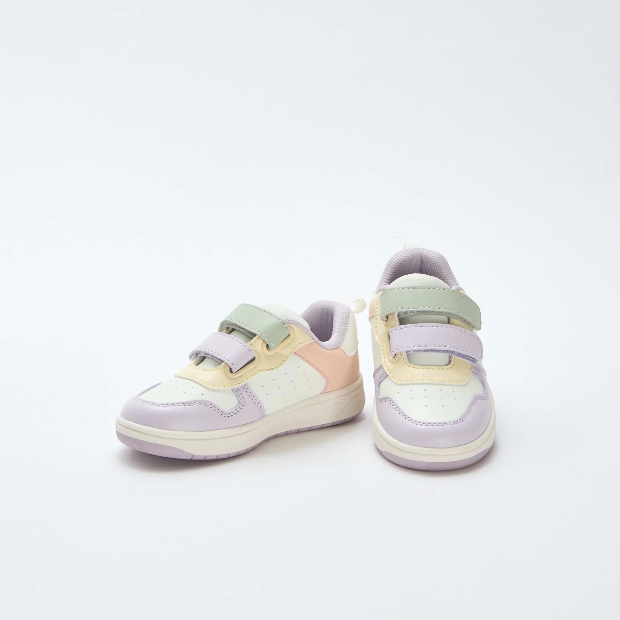 Faux Leather Sneakers with 2 Hook-and-Loop Straps PINK - Image 5