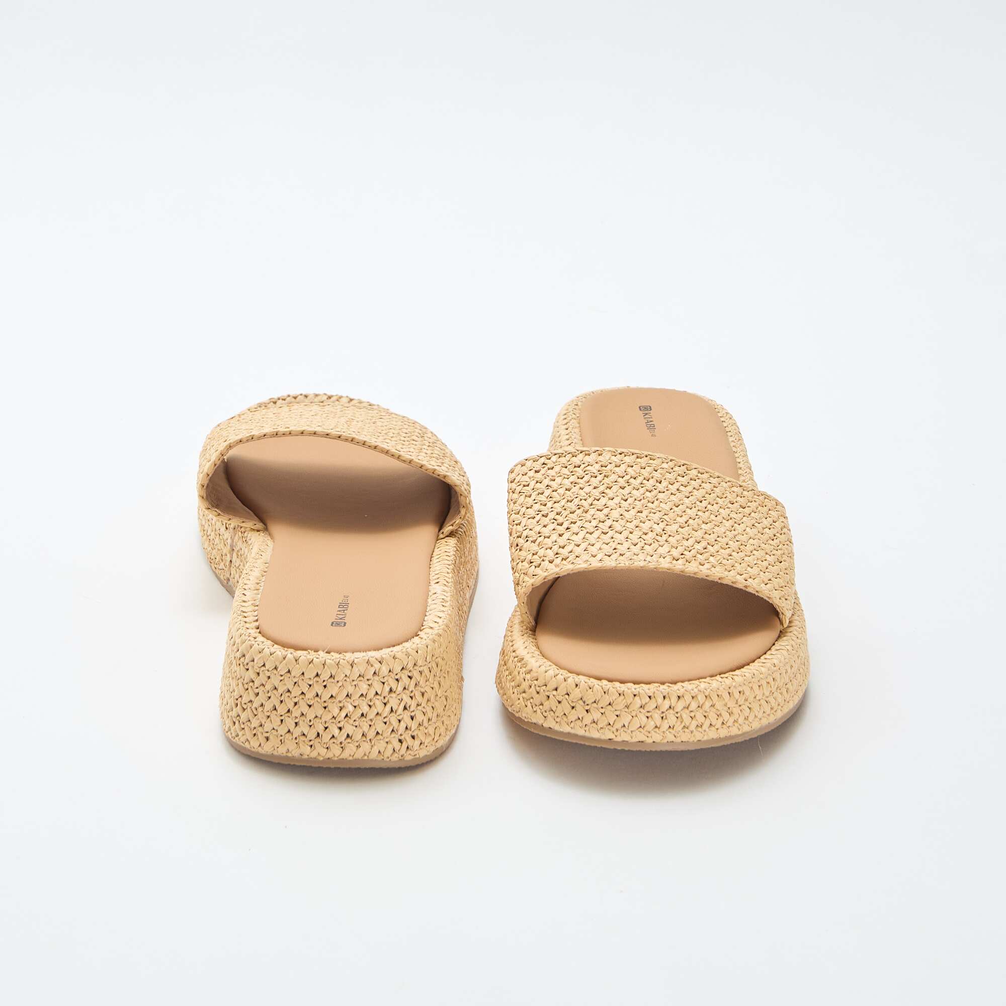 Faux Straw Wedge Mule BEIGE - Image 3
