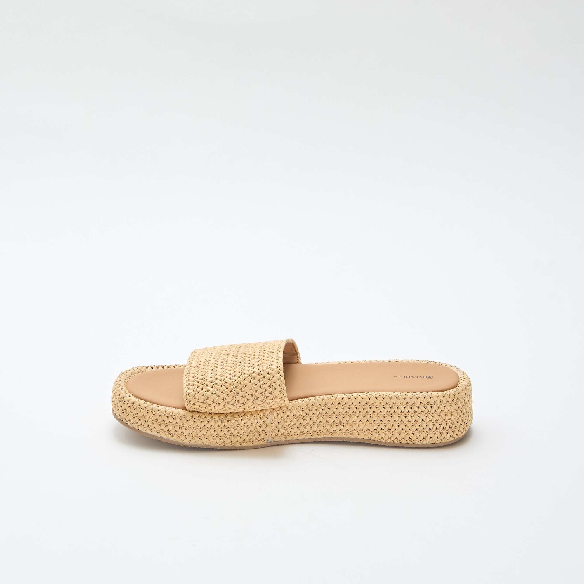 Faux Straw Wedge Mule BEIGE - Image 4
