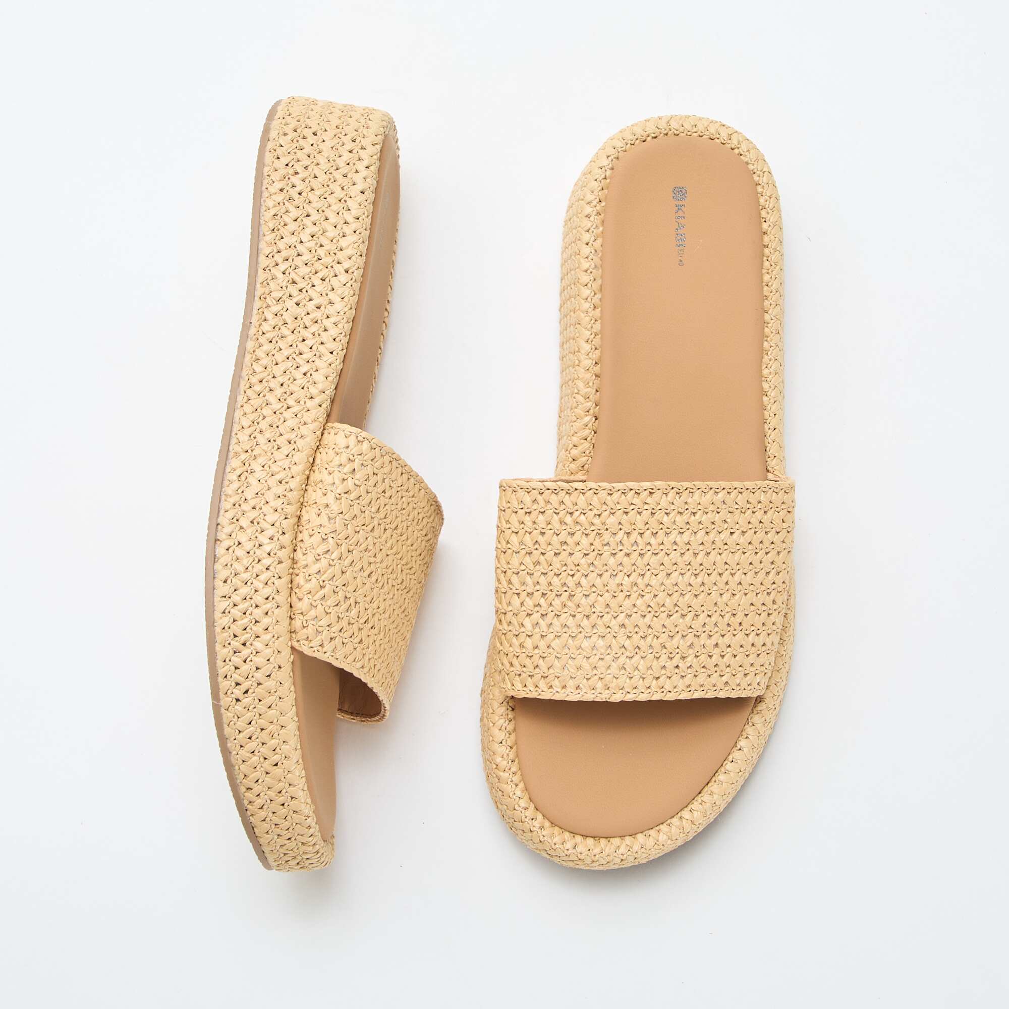 Faux Straw Wedge Mule BEIGE - Image 5