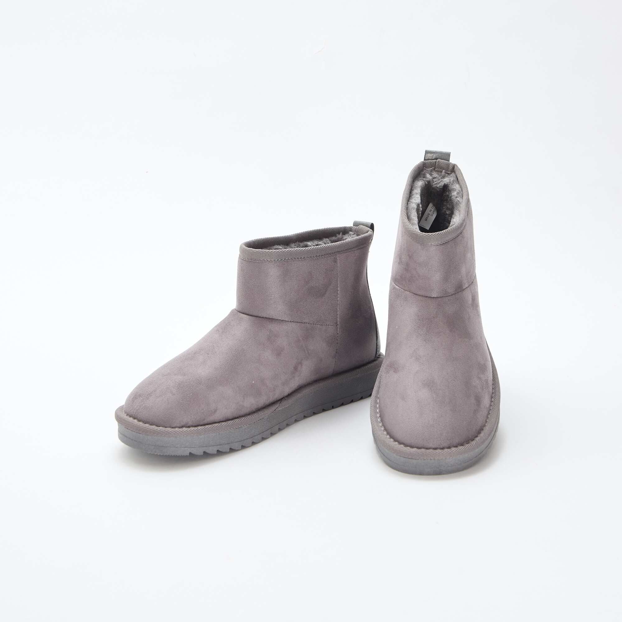 Faux Suede Boots GREY - Image 5