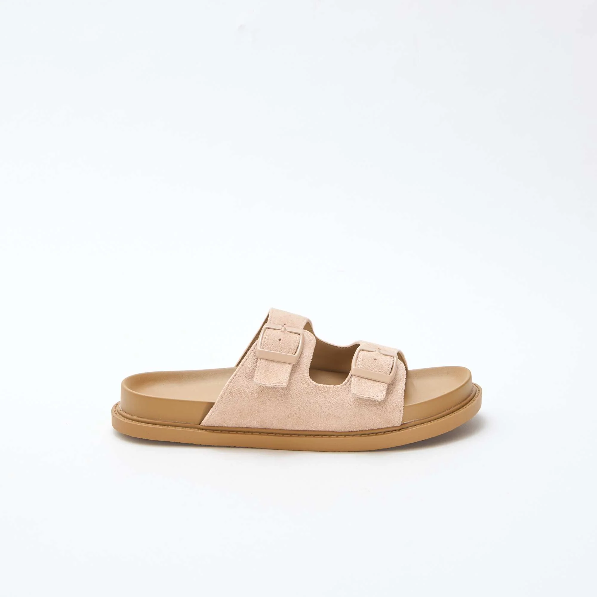 Faux suede double strap mules BEIGE - Image 2
