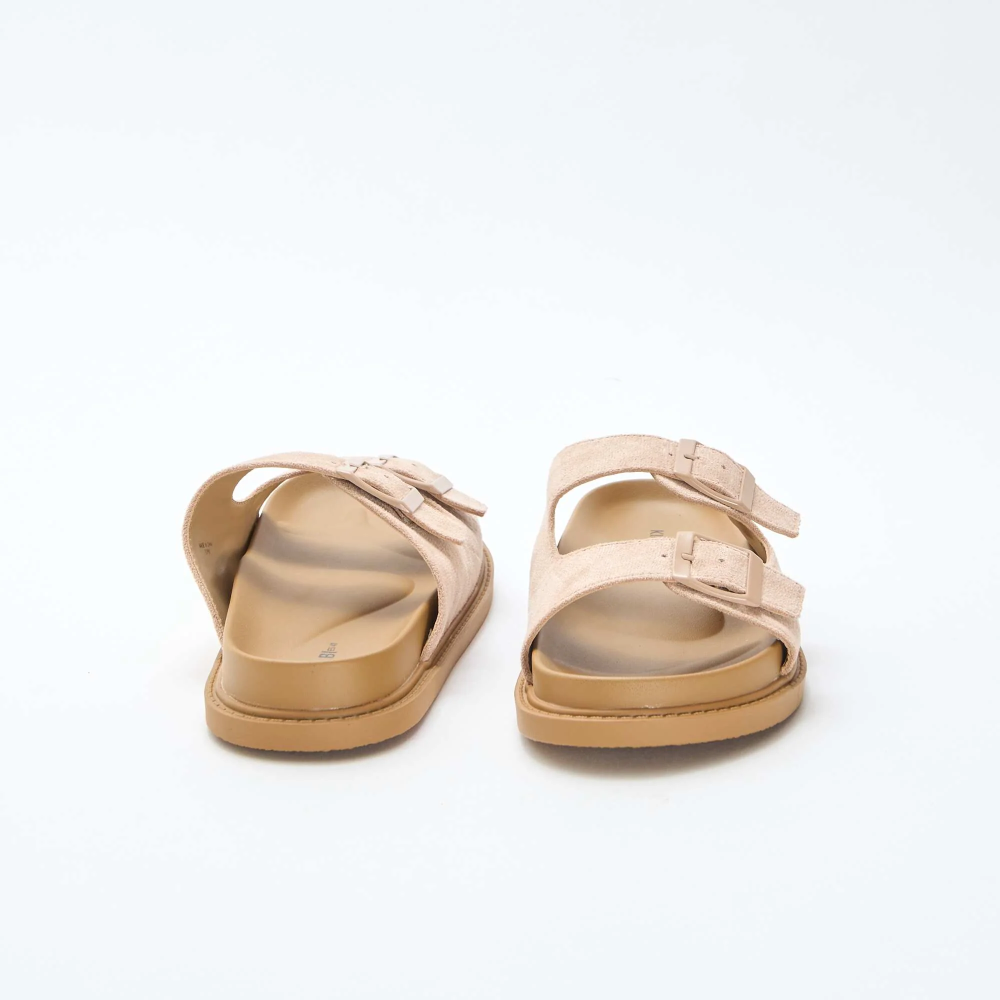Faux suede double strap mules BEIGE - Image 3