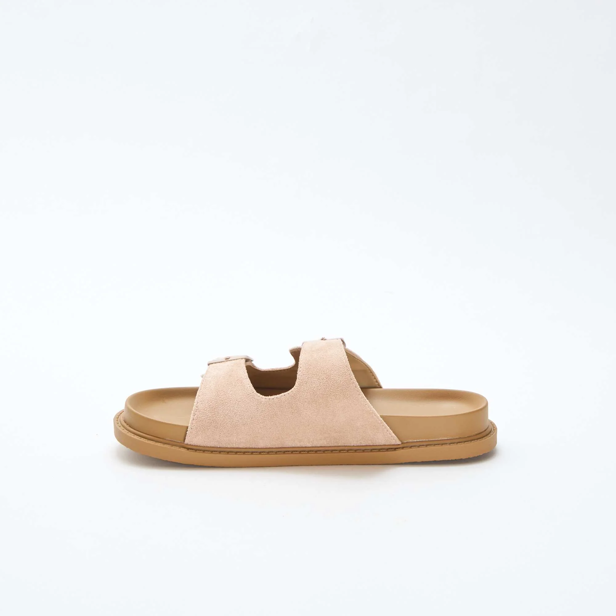 Faux suede double strap mules BEIGE - Image 4