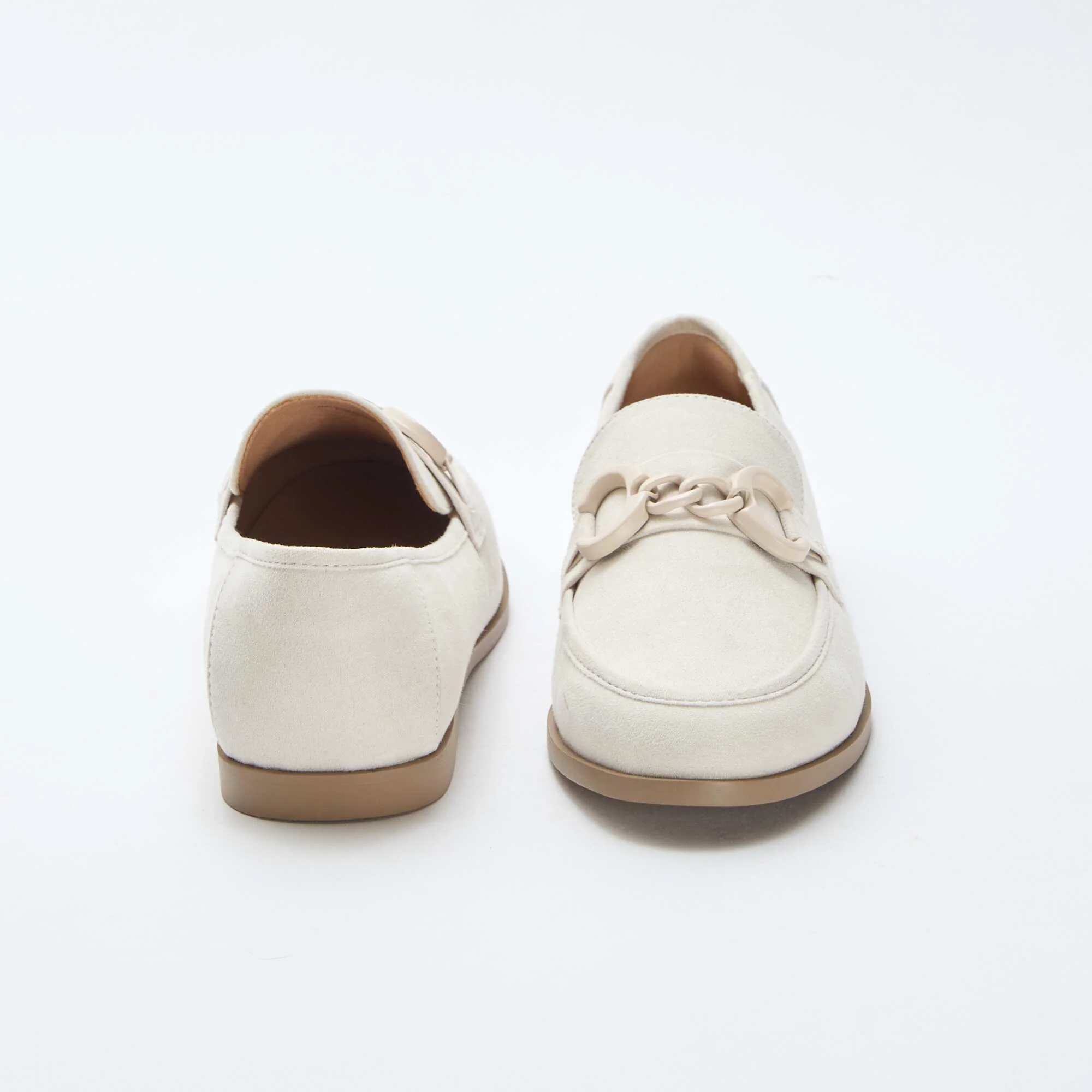 Faux Suede Loafers with Decorative Jewel Detail BEIGE - Image 3