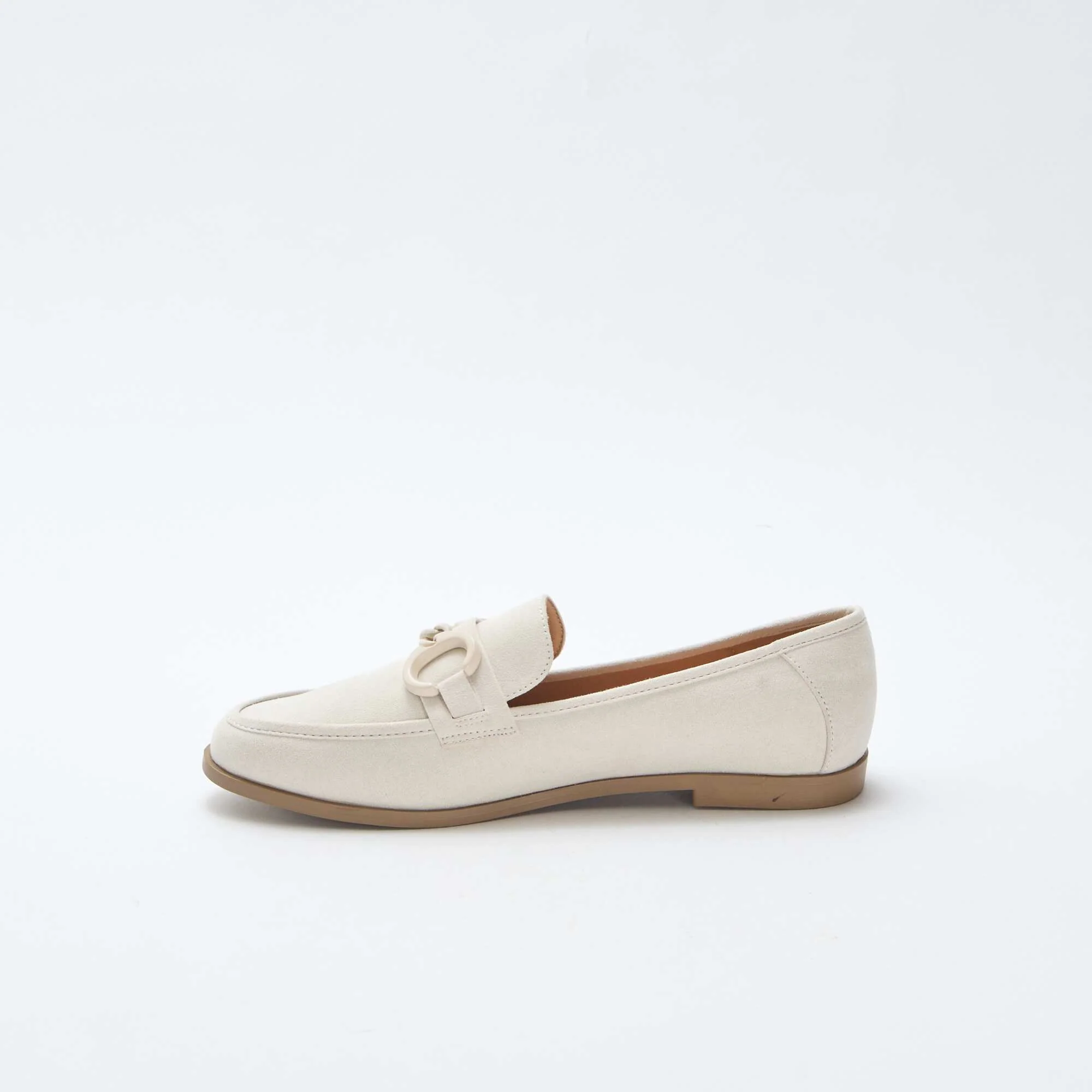 Faux Suede Loafers with Decorative Jewel Detail BEIGE - Image 4