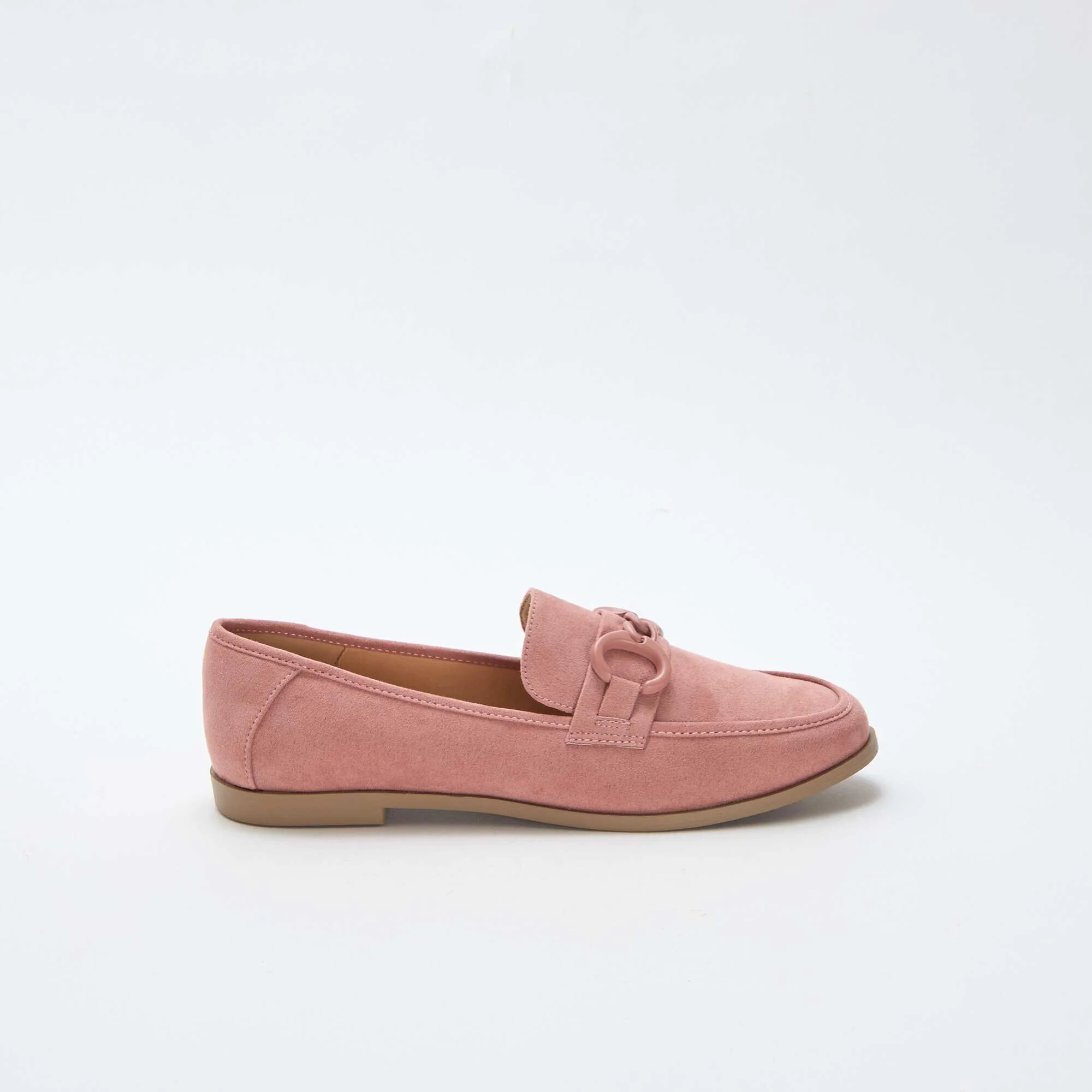 Faux-Suede Loafers with Decorative Jewel Detail PINK - Image 2