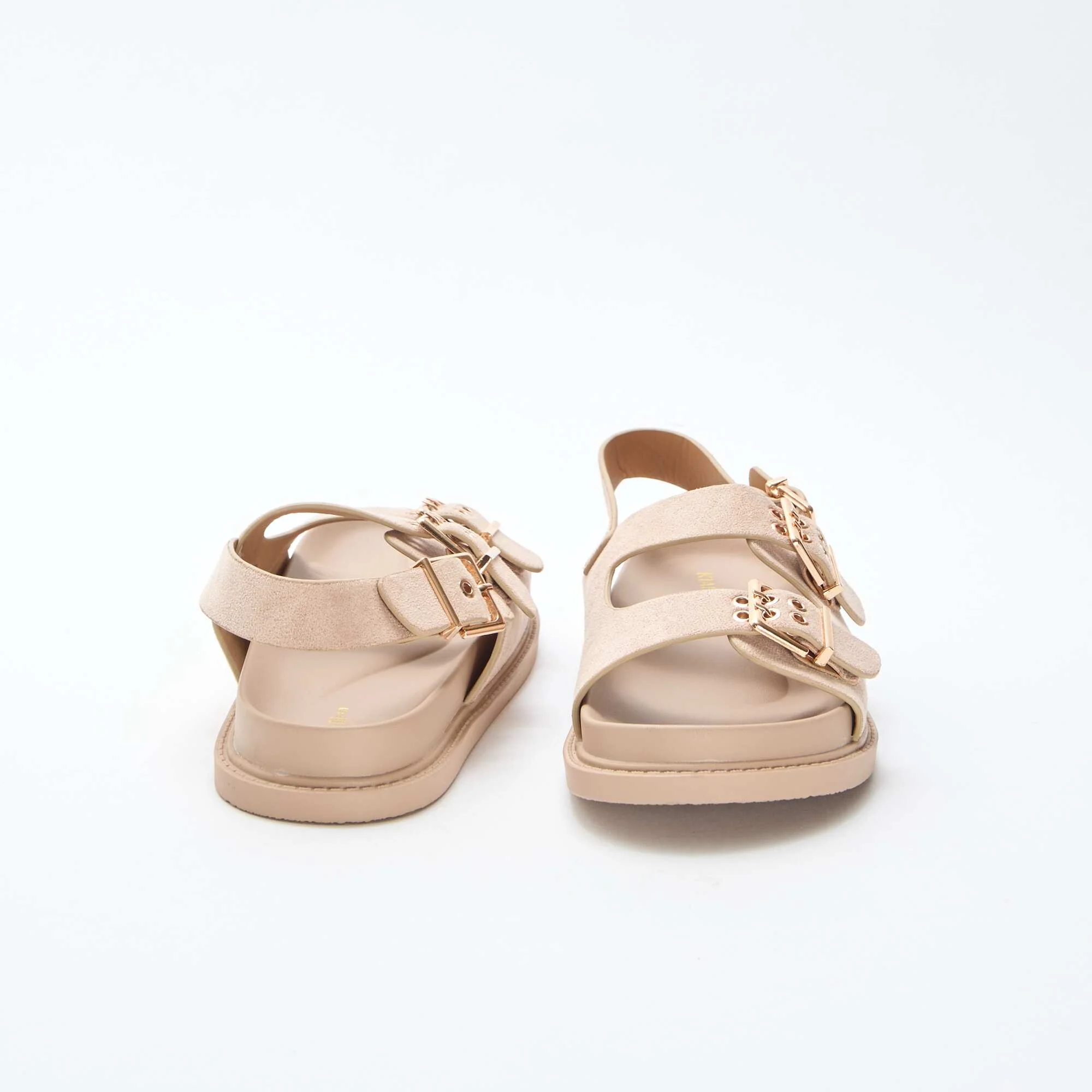 Faux Suede Mules with Adjustable Back Strap BEIGE - Image 3