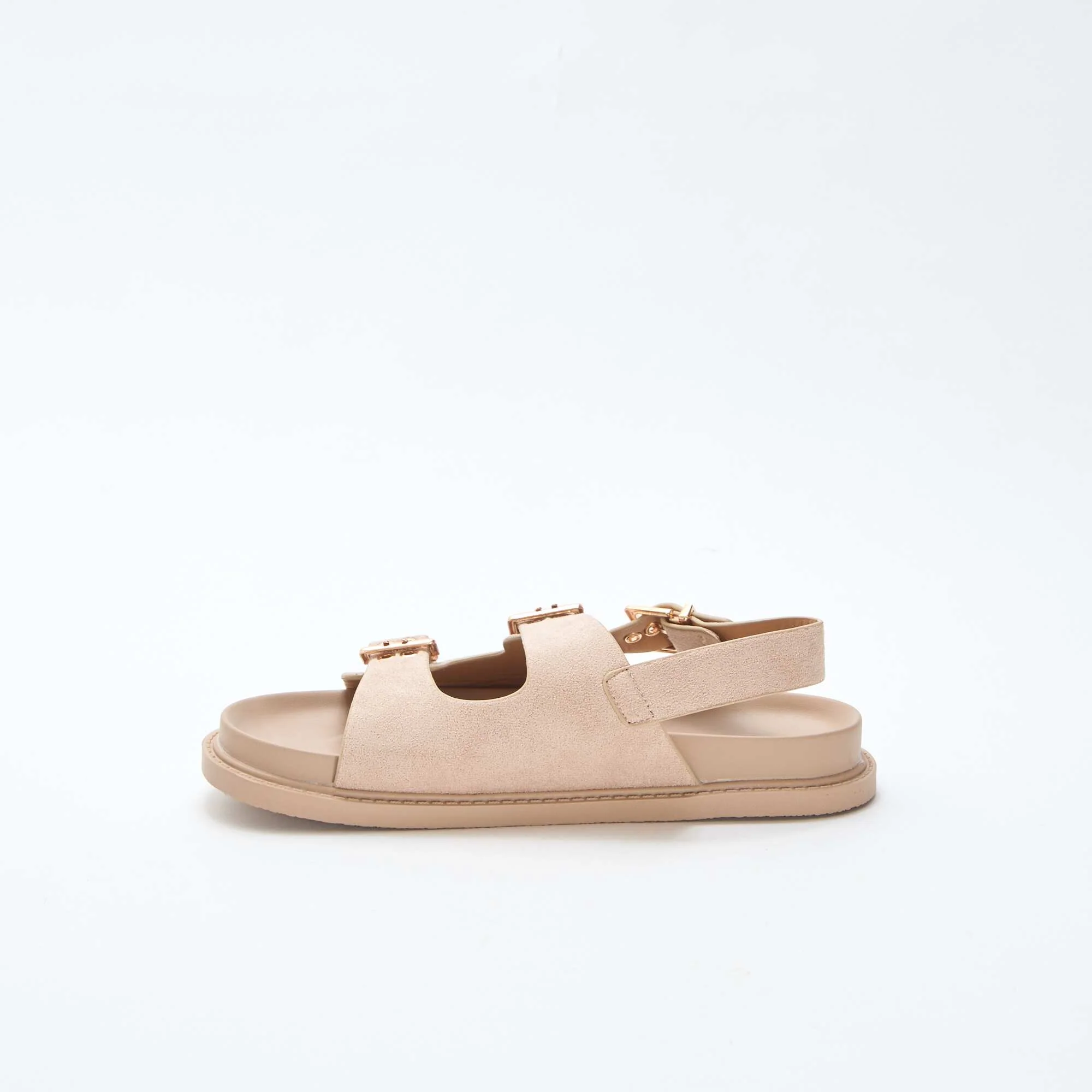 Faux Suede Mules with Adjustable Back Strap BEIGE - Image 4