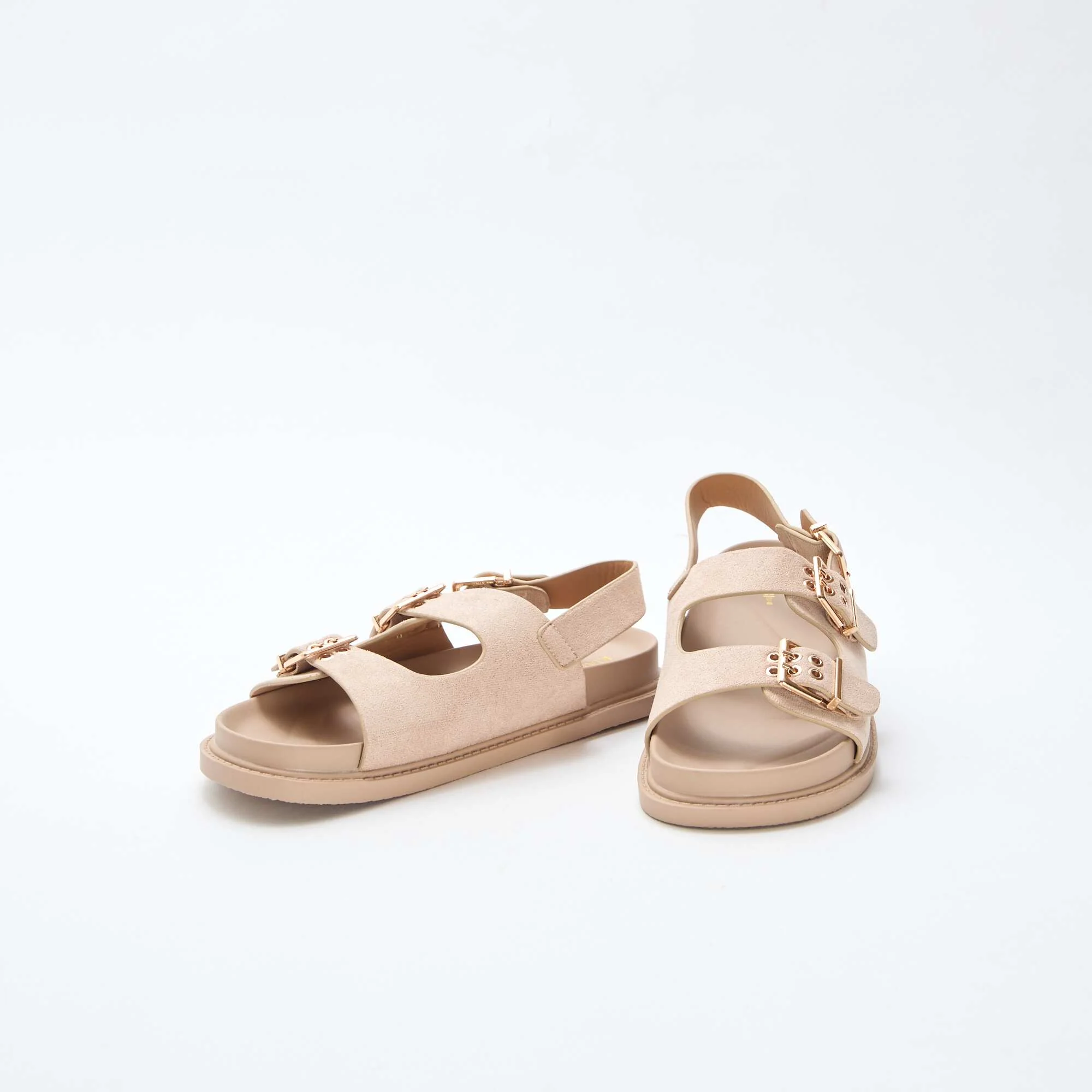 Faux Suede Mules with Adjustable Back Strap BEIGE - Image 5