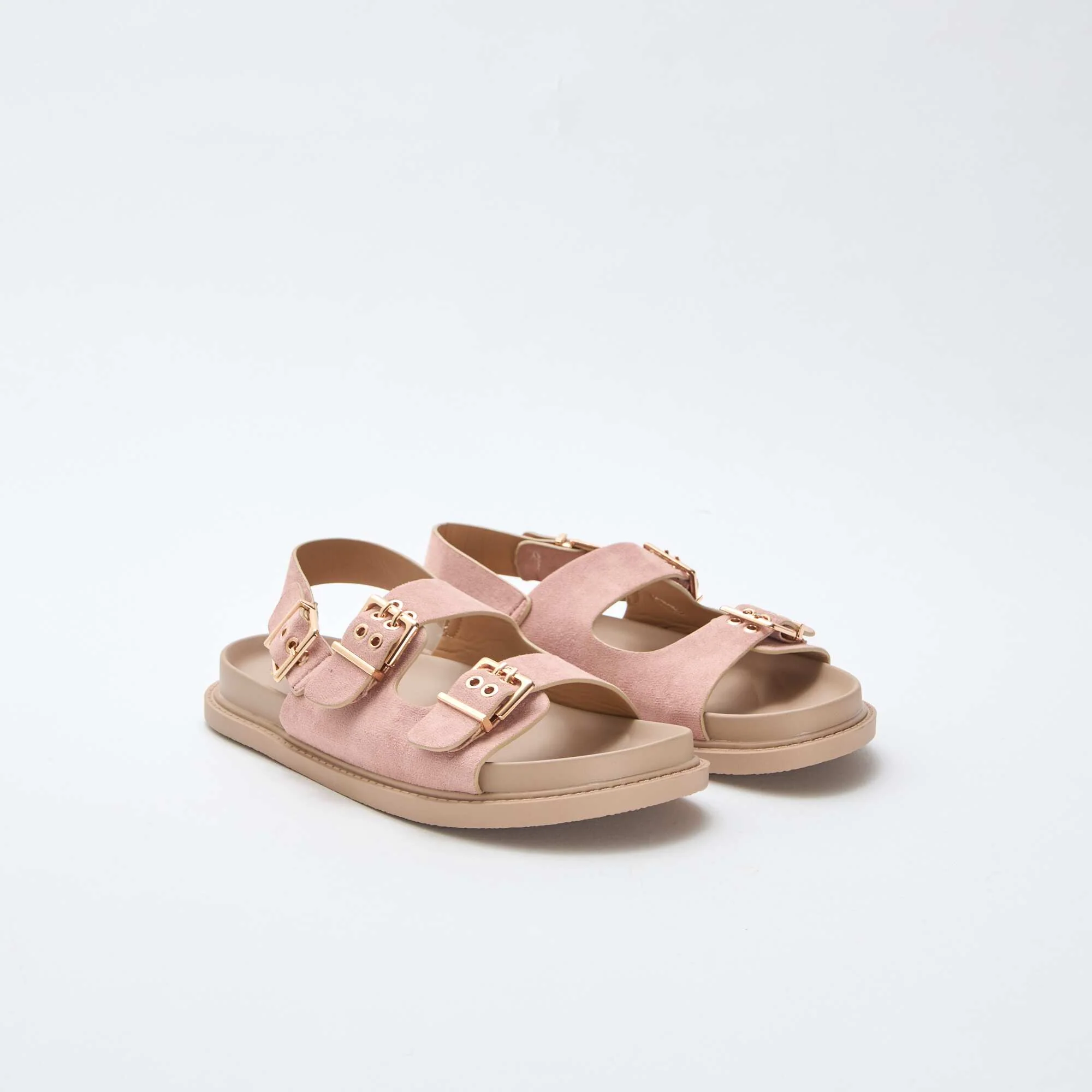 Faux Suede Mules with Adjustable Back Strap BROWN
