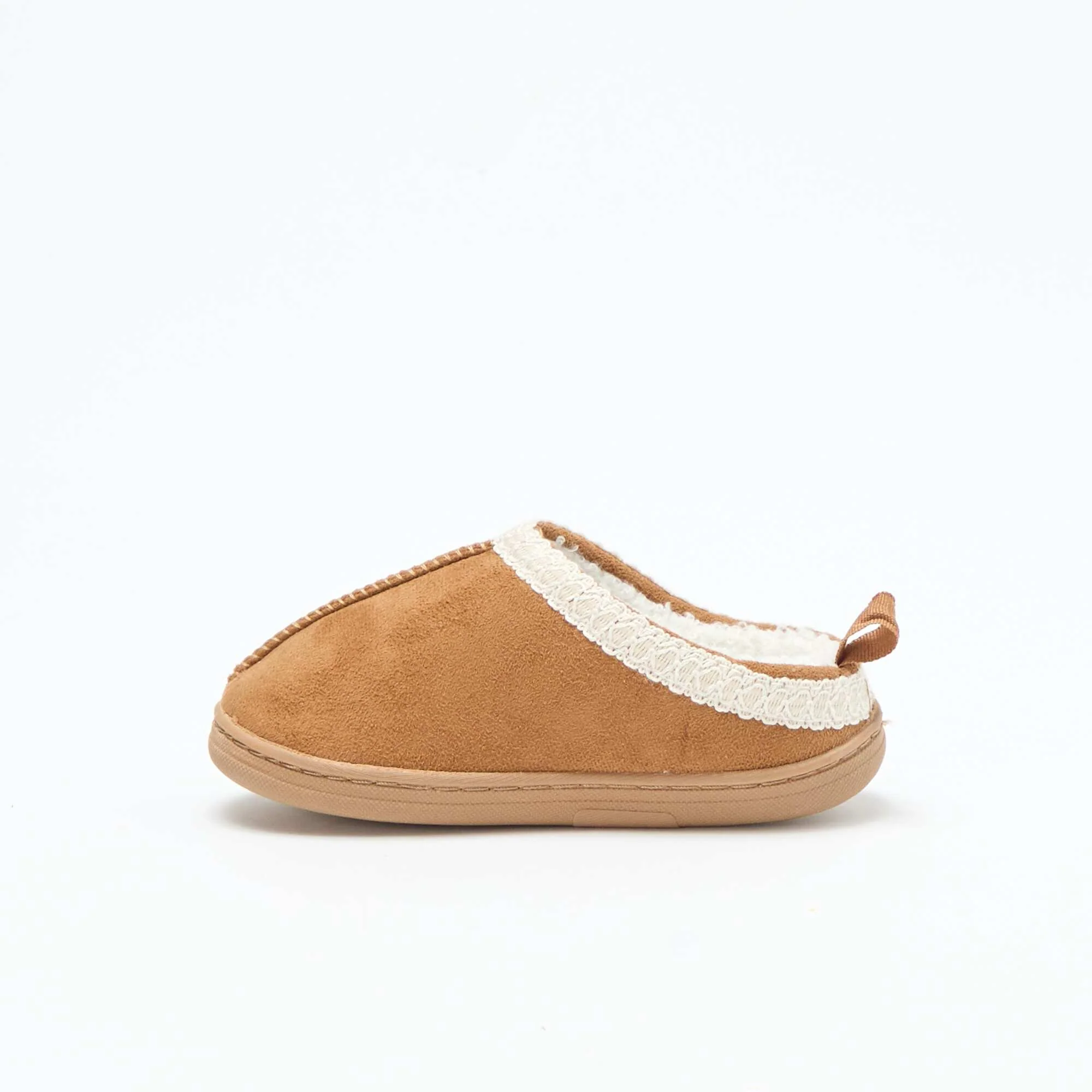 Faux Suede Mules with Lace Detail BROWN - Image 4