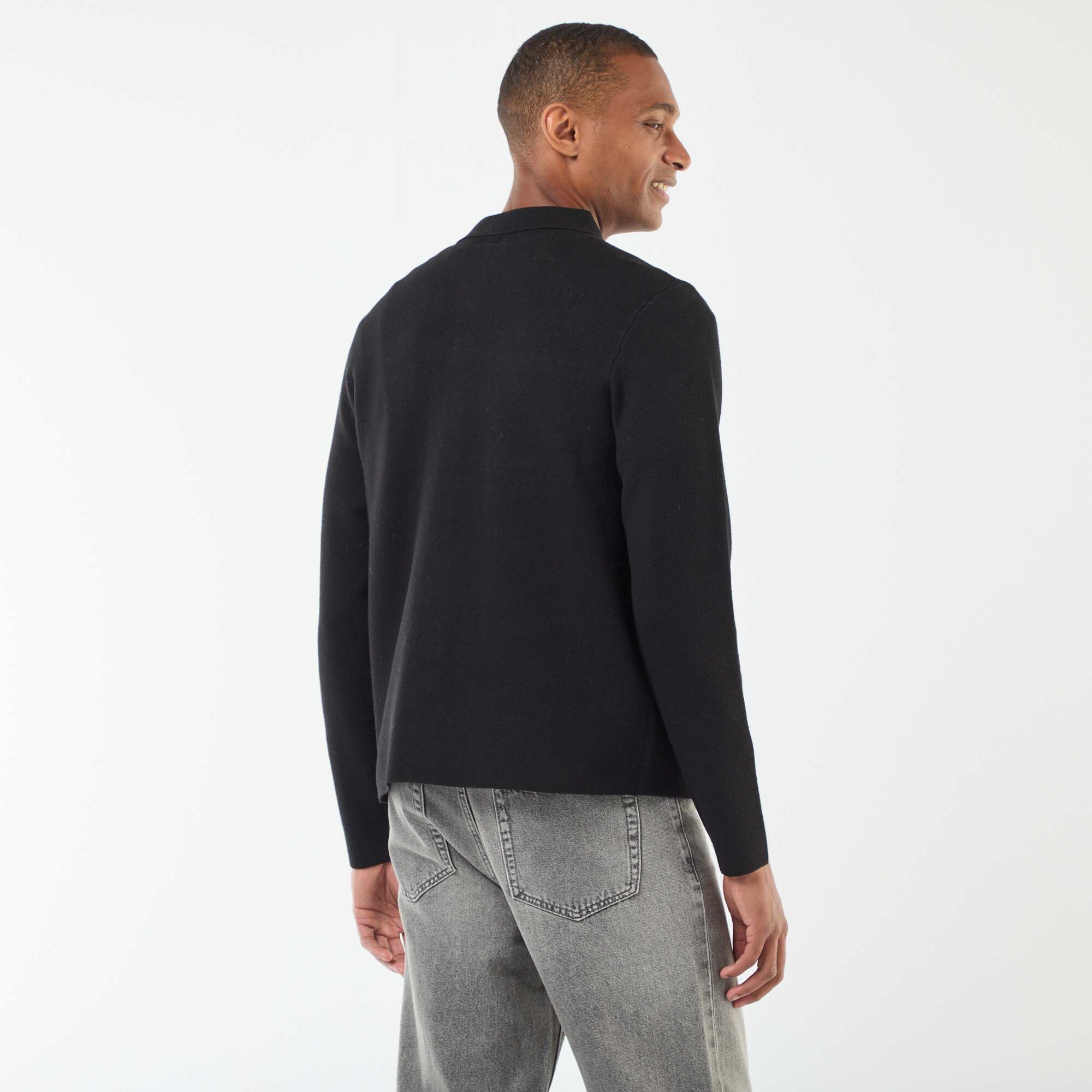 Fine Gauge Knit Cardigan BLACK - Image 4
