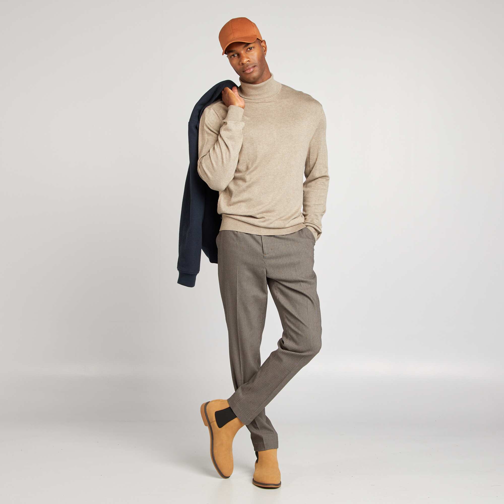 Fine knit roll neck sweater BEIGE - Image 2