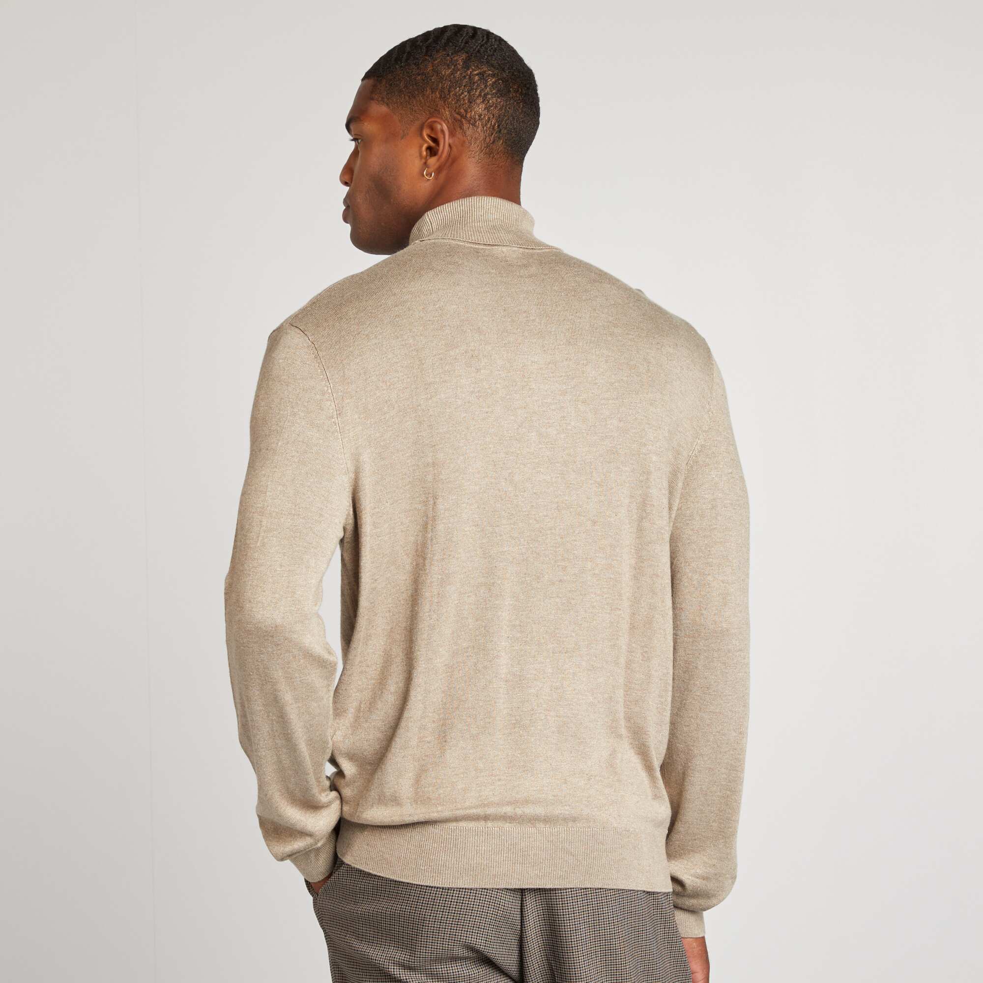 Fine knit roll neck sweater BEIGE - Image 3