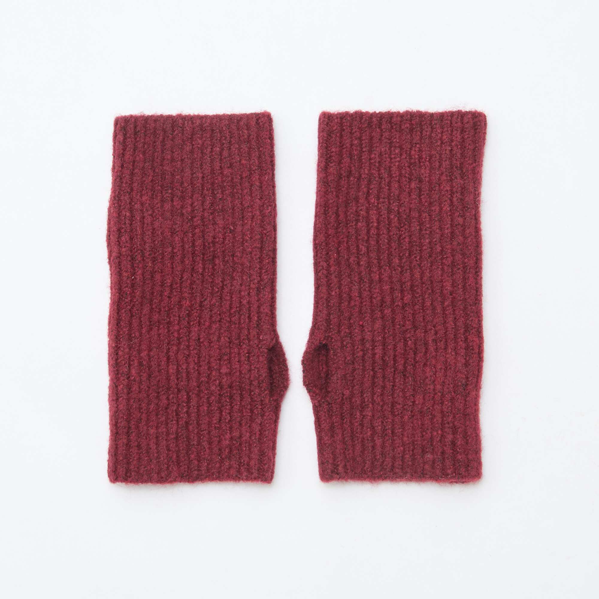 Fingerless Knit Mittens RED