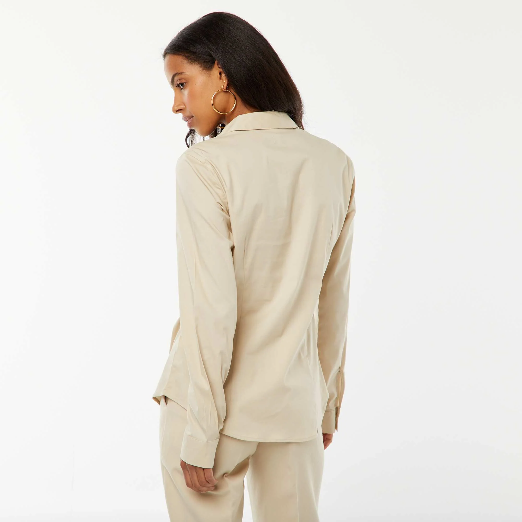 Fitted shirt with cutaway collar BEIGE - Image 3