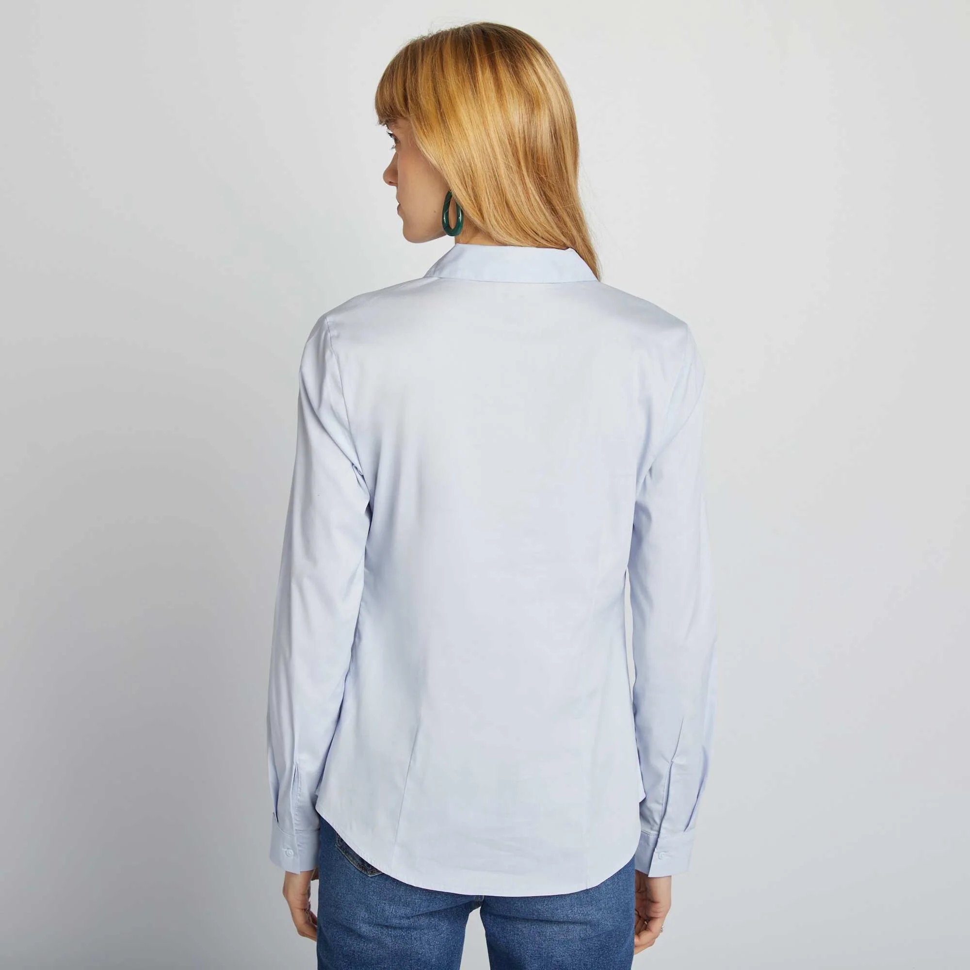 Fitted shirt with cutaway collar BLUE - Image 4