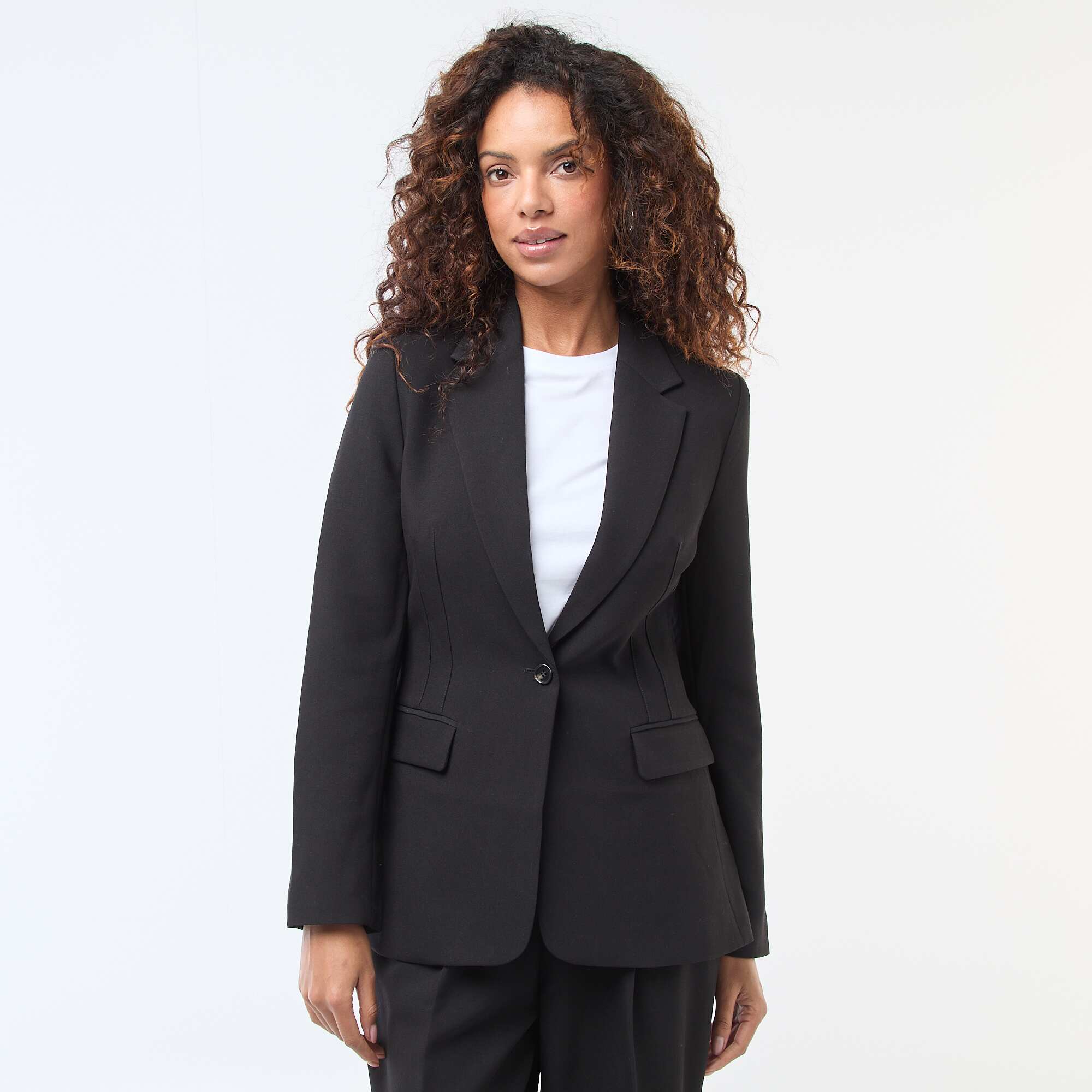 Fitted Single-Button Blazer BLACK - Image 3
