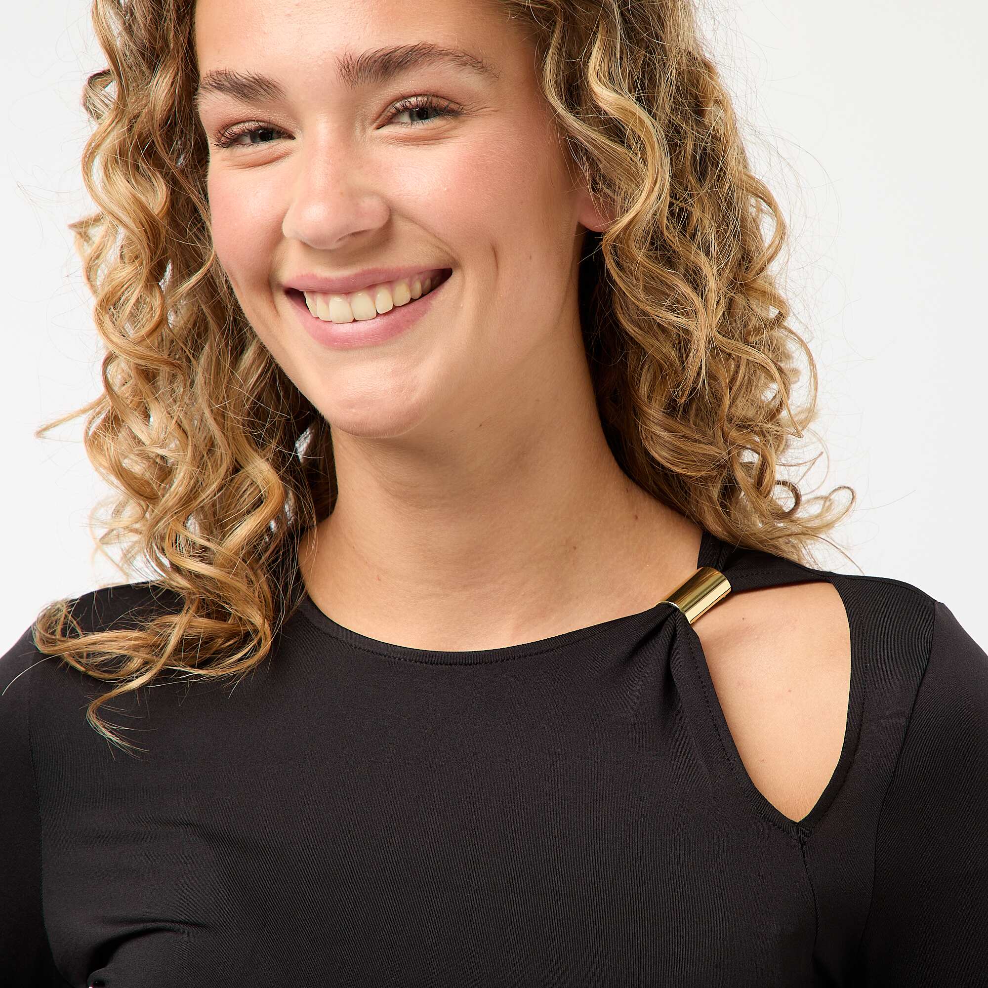 Fitted T-shirt with Gold Detail BLACK - Image 3