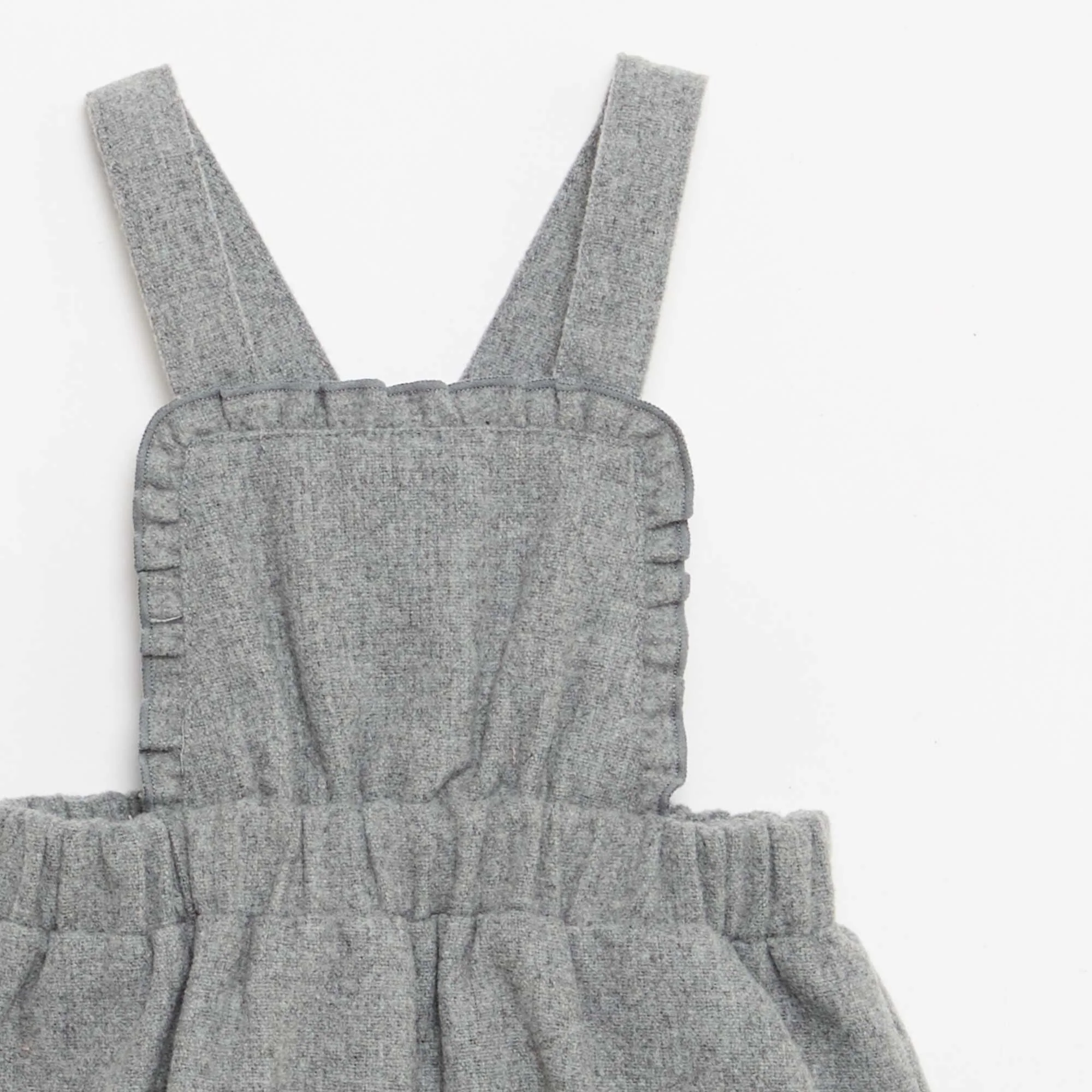 Flannel Short Dungaree Romper GREY - Image 2