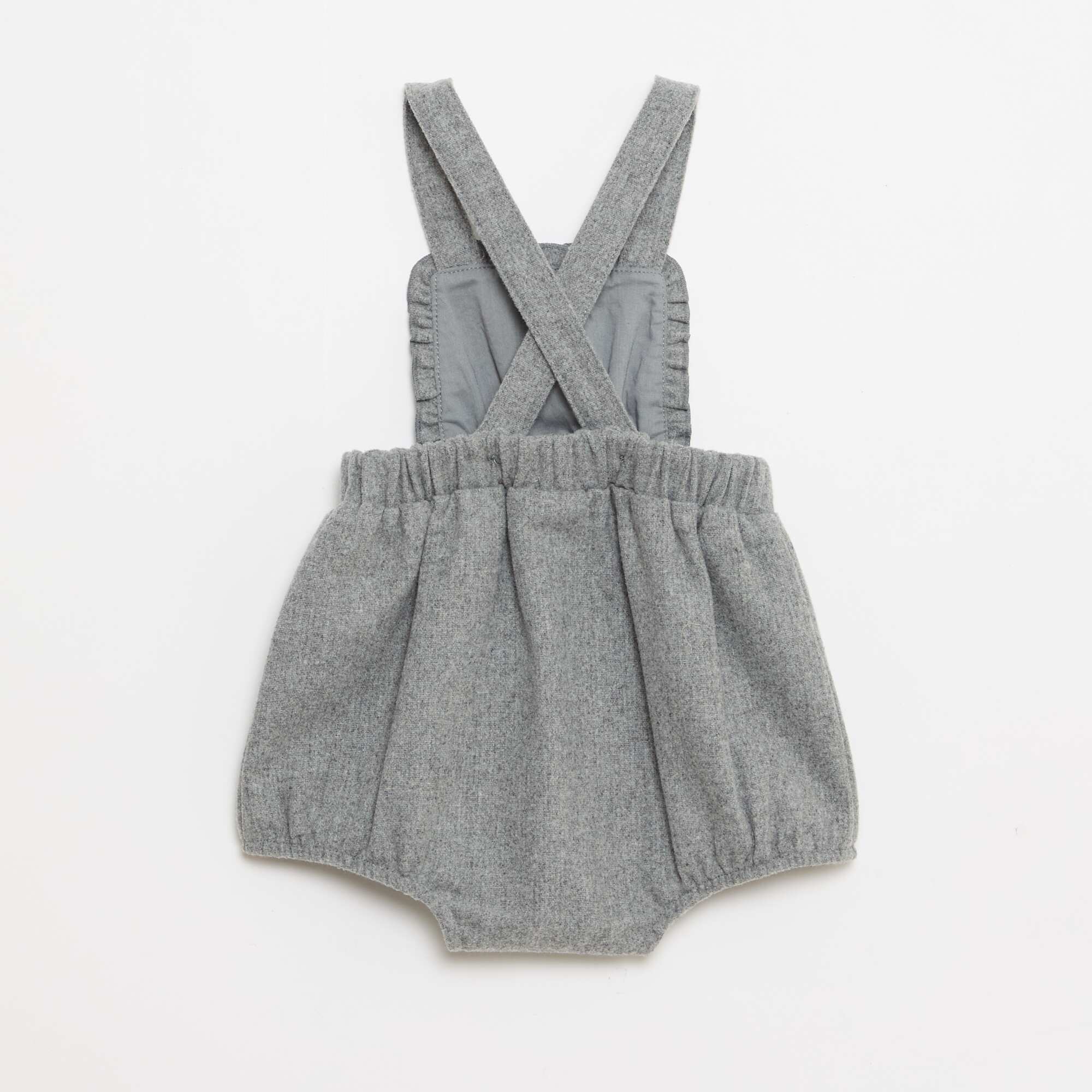 Flannel Short Dungaree Romper GREY - Image 3
