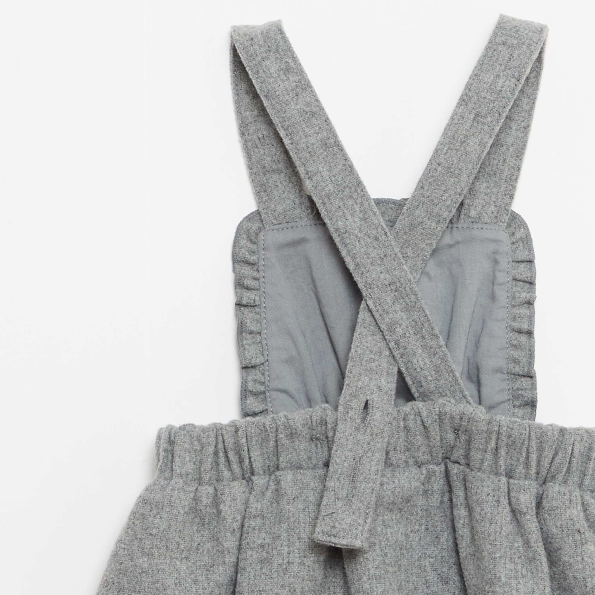 Flannel Short Dungaree Romper GREY - Image 4