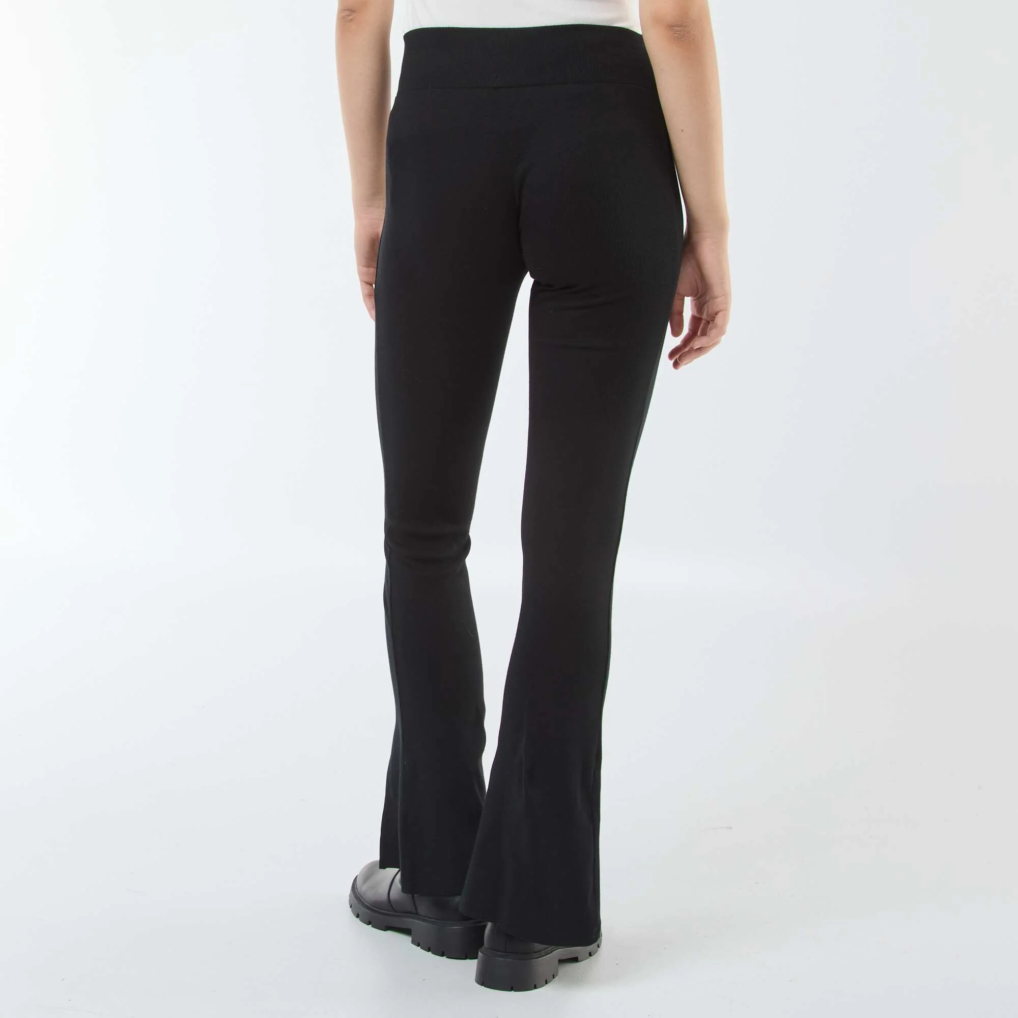 Flared ribbed leggings BLACK - Image 3