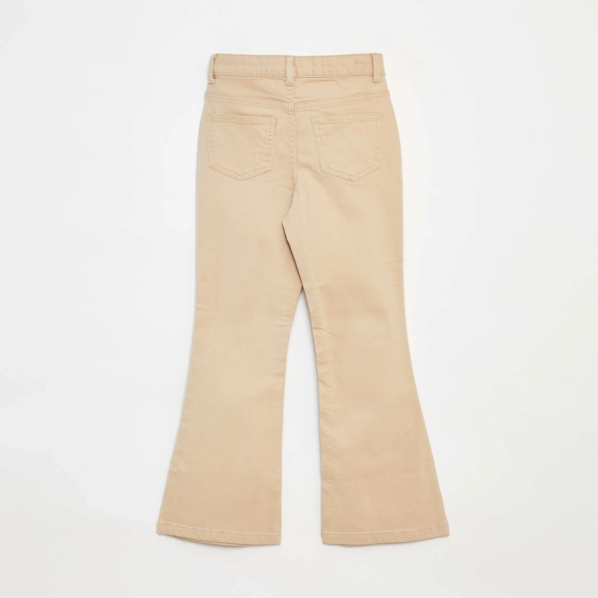 Flared twill trousers with adjustable waist BEIGE - Image 2