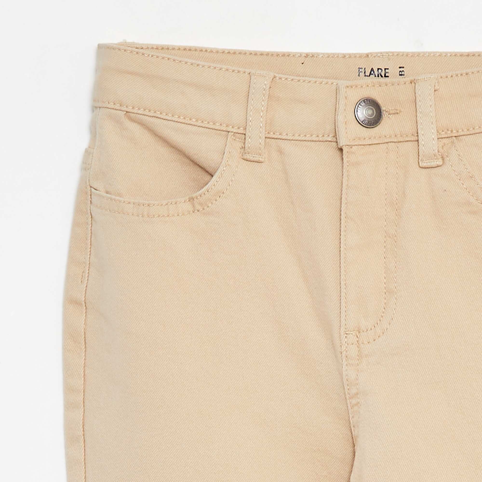 Flared twill trousers with adjustable waist BEIGE - Image 3