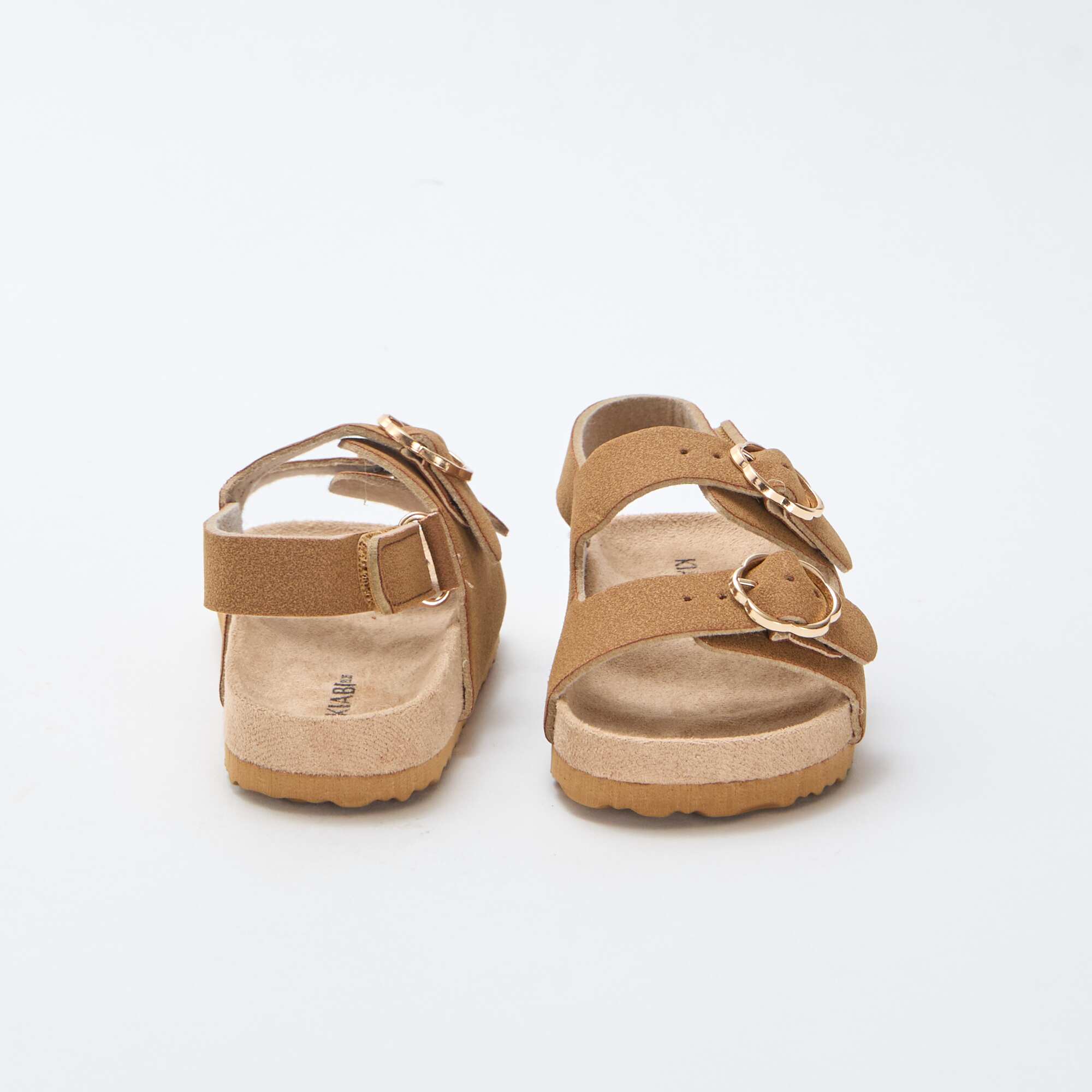 Flat Sandals with Adjustable Hook-and-Loop Ankle Strap BROWN - Image 3