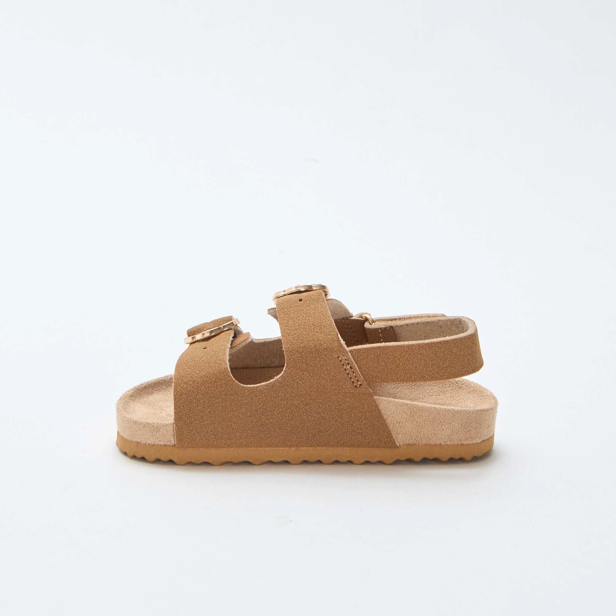 Flat Sandals with Adjustable Hook-and-Loop Ankle Strap BROWN - Image 4