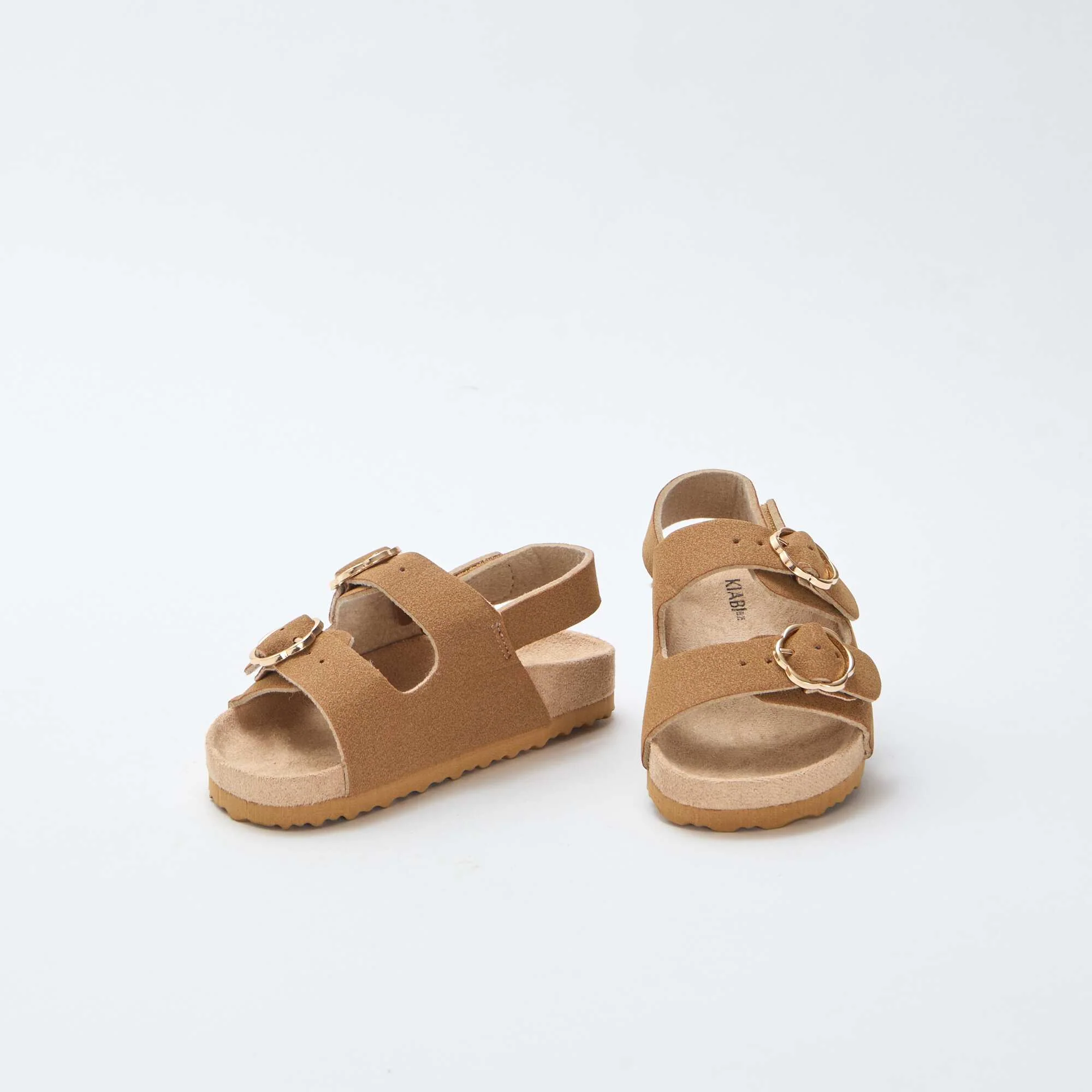 Flat Sandals with Adjustable Hook-and-Loop Ankle Strap BROWN - Image 5