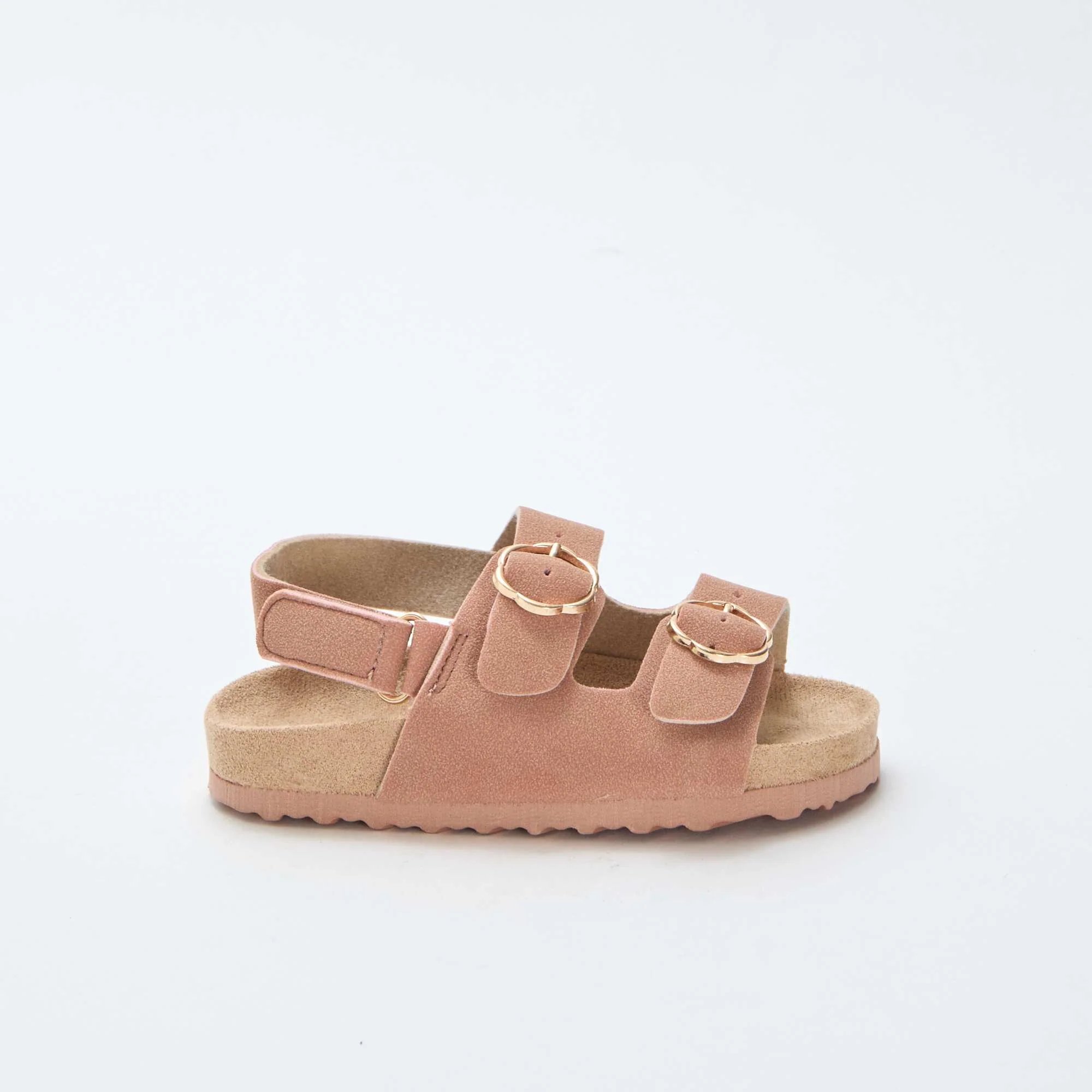 Flat sandals with adjustable hook-and-loop ankle strap PINK - Image 2