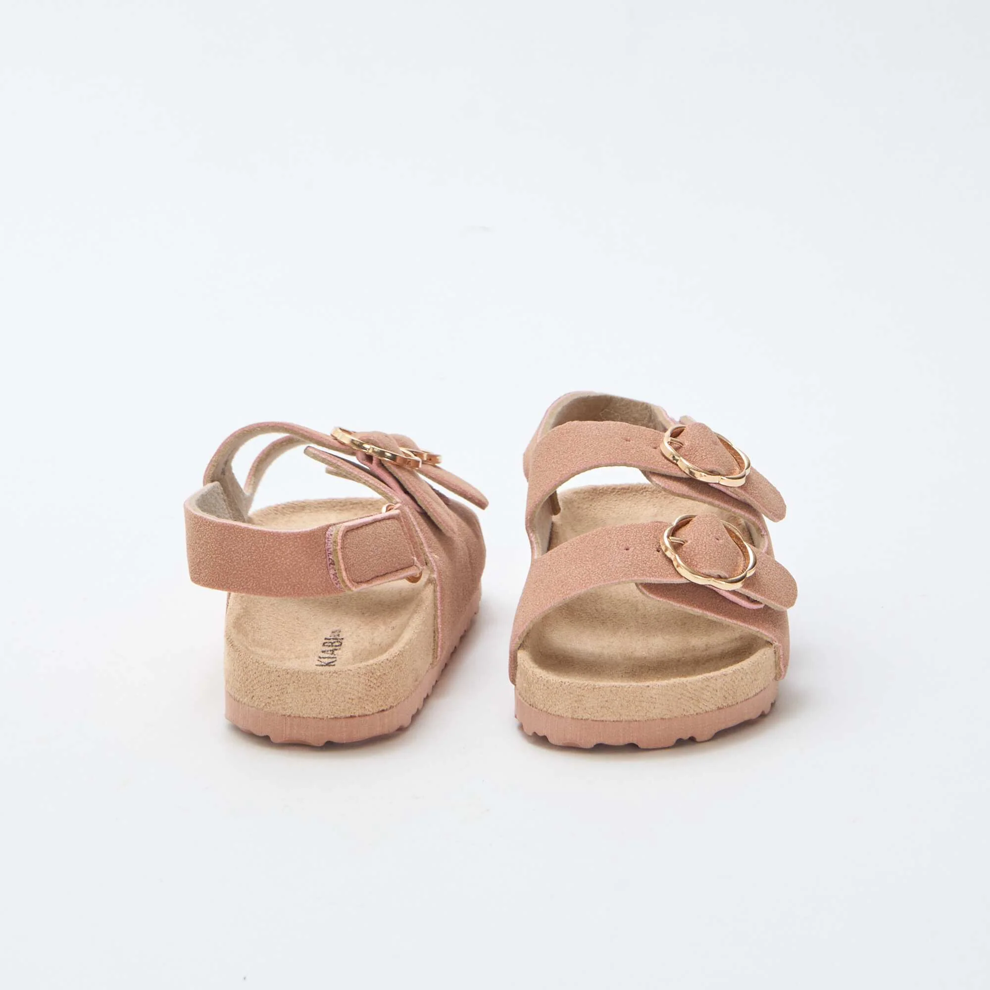 Flat sandals with adjustable hook-and-loop ankle strap PINK - Image 3