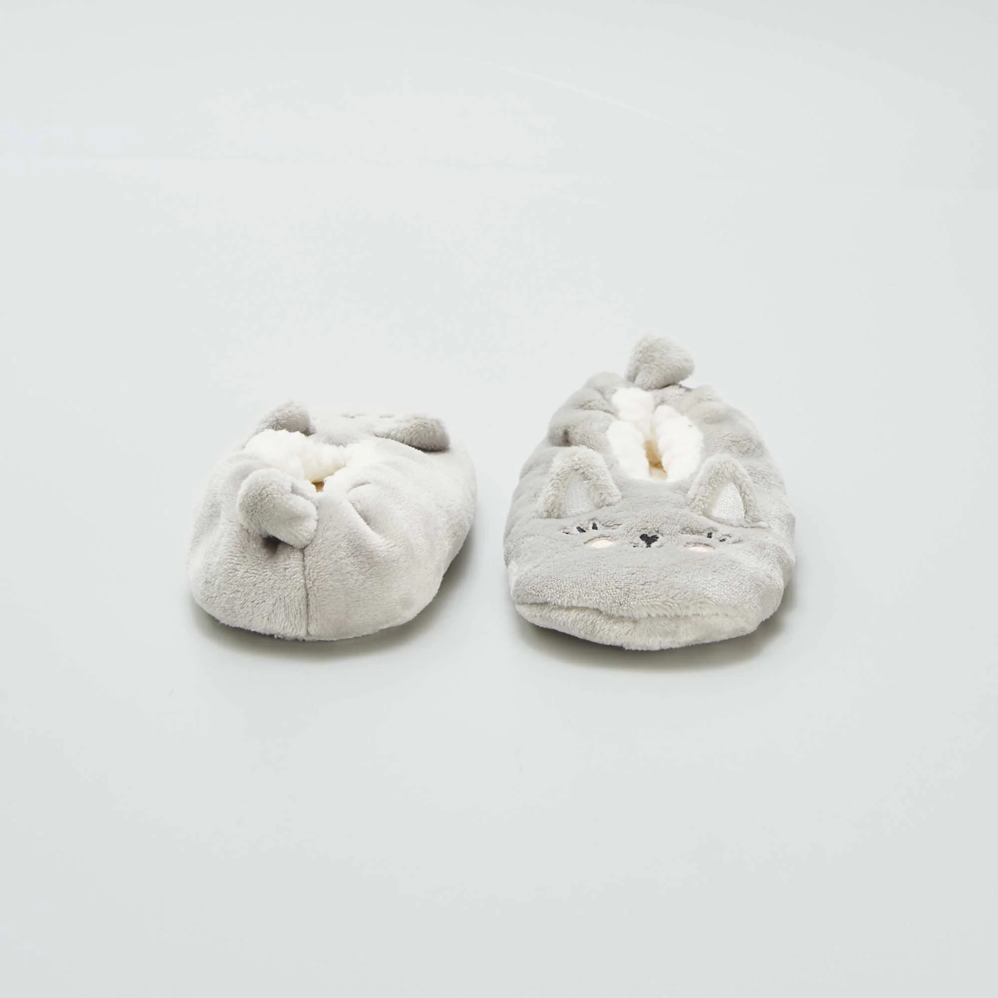 Fleece cat slippers GREY - Image 3