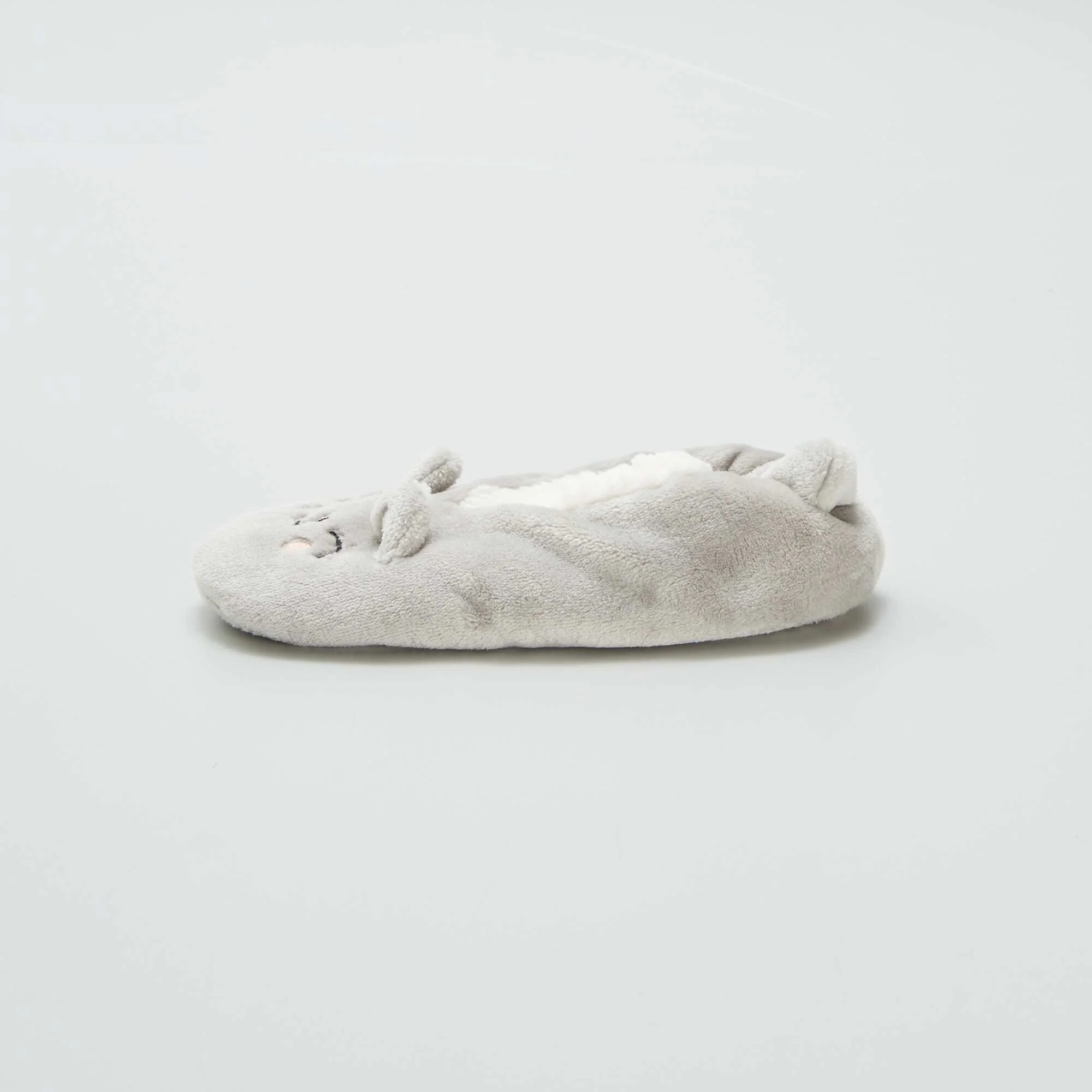Fleece cat slippers GREY - Image 4