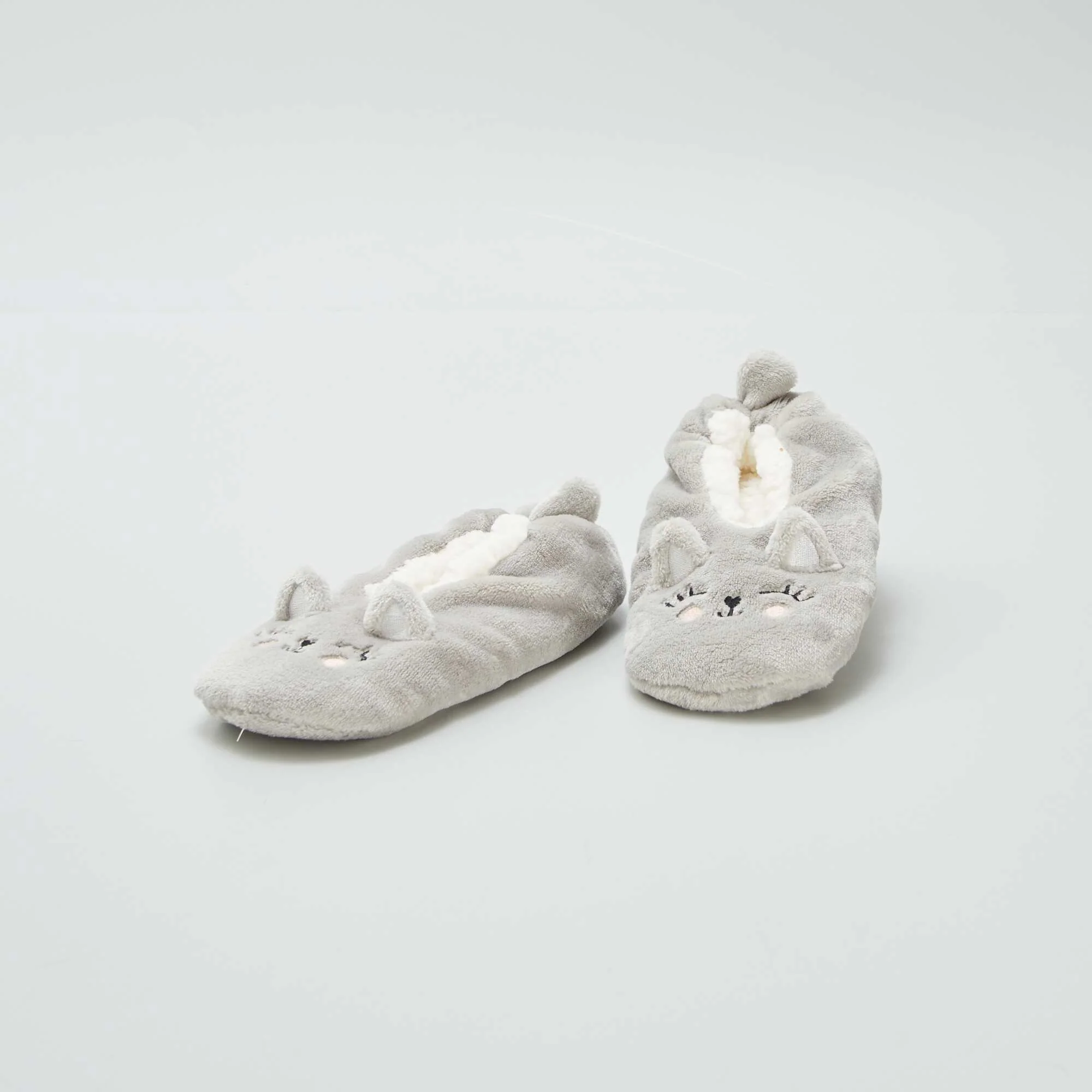 Fleece cat slippers GREY - Image 5