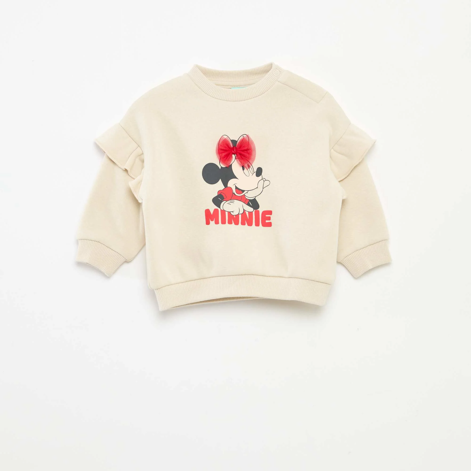 Fleece 'Disney' 'Minnie' Sweatshirt with Ruffles WHITE