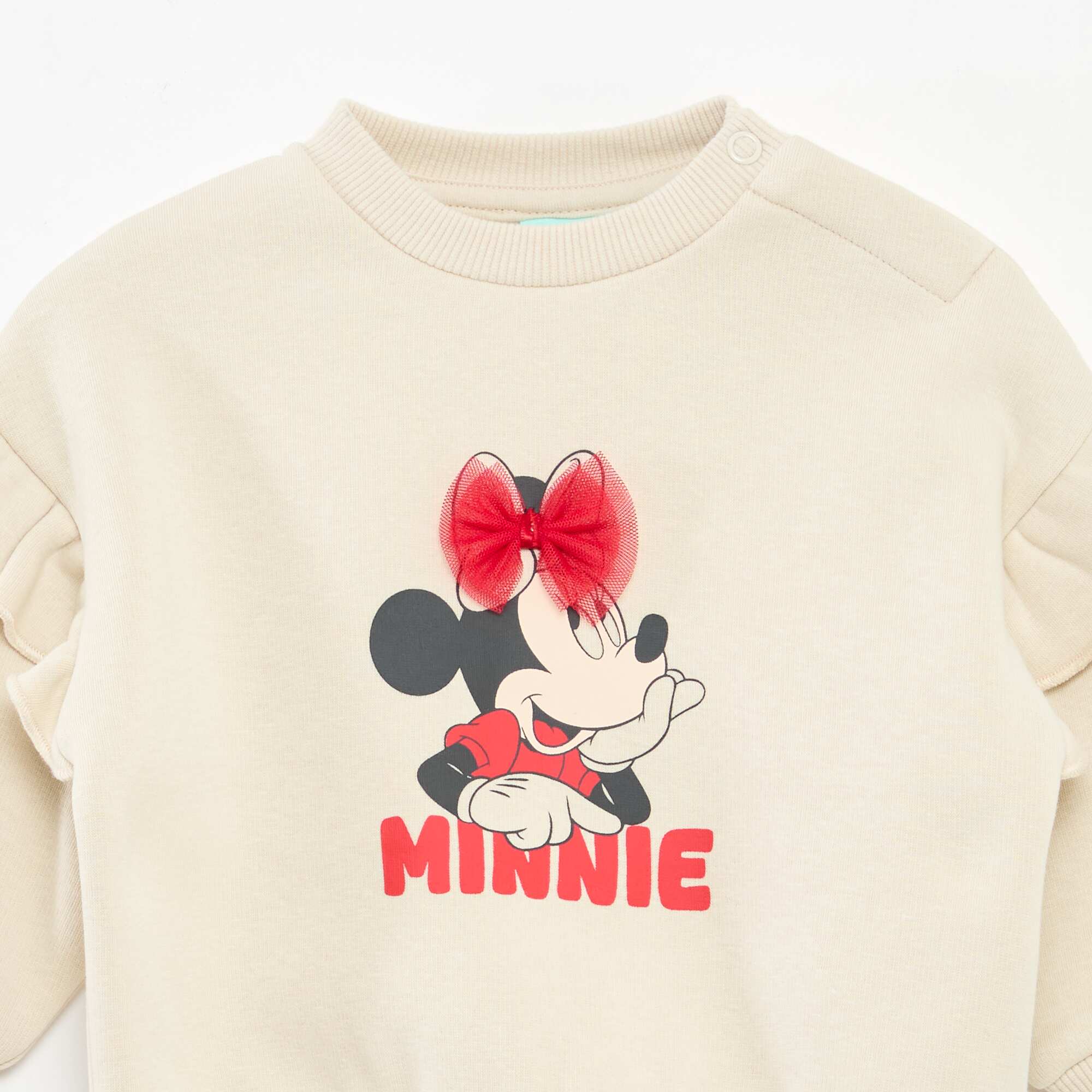 Fleece 'Disney' 'Minnie' Sweatshirt with Ruffles WHITE - Image 2