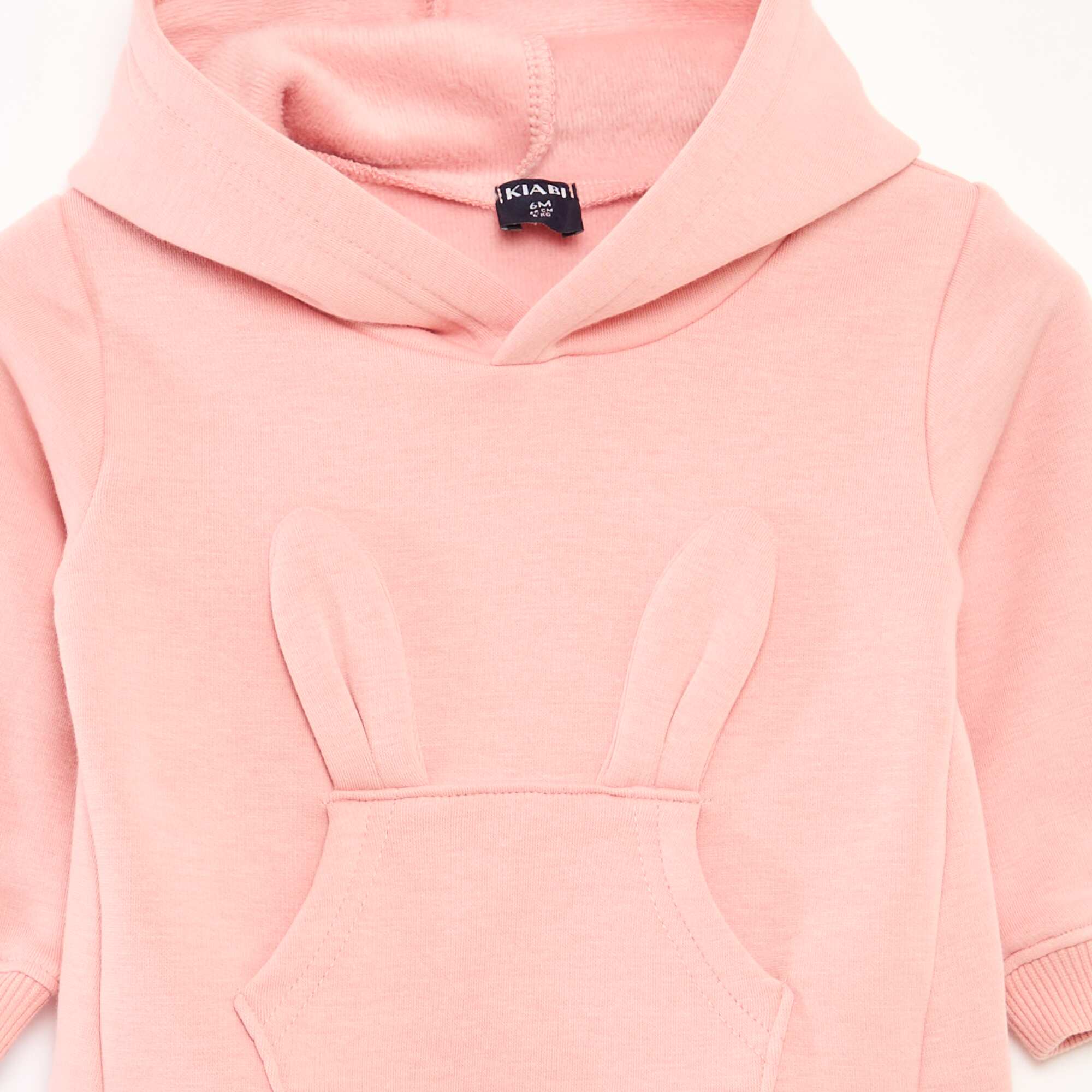 Fleece Hoodie with Animated Bunny Design PINK - Image 2