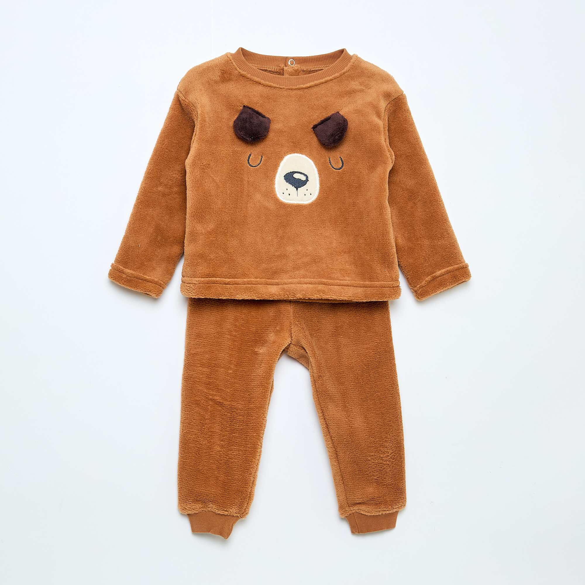 Fleece Long Pajama Set - 2 pieces BROWN