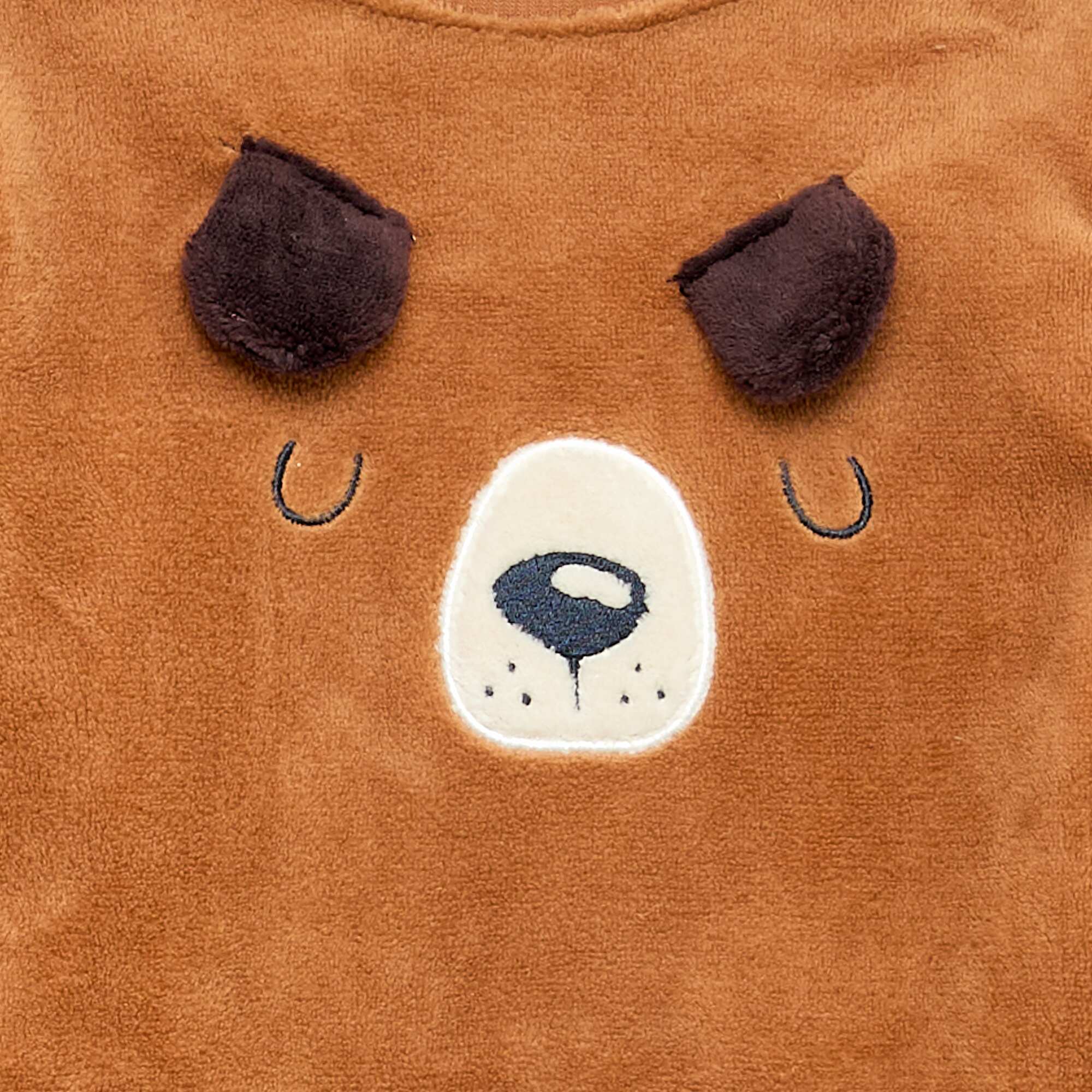 Fleece Long Pajama Set - 2 pieces BROWN - Image 3