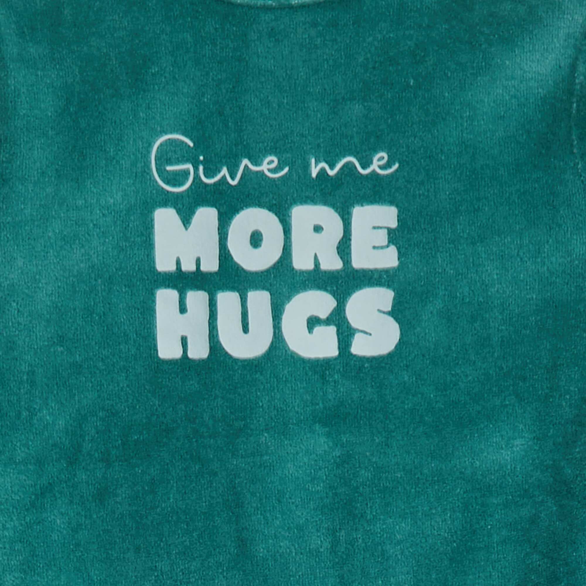 Fleece sleepsuit with feet and design on the front GREEN - Image 2