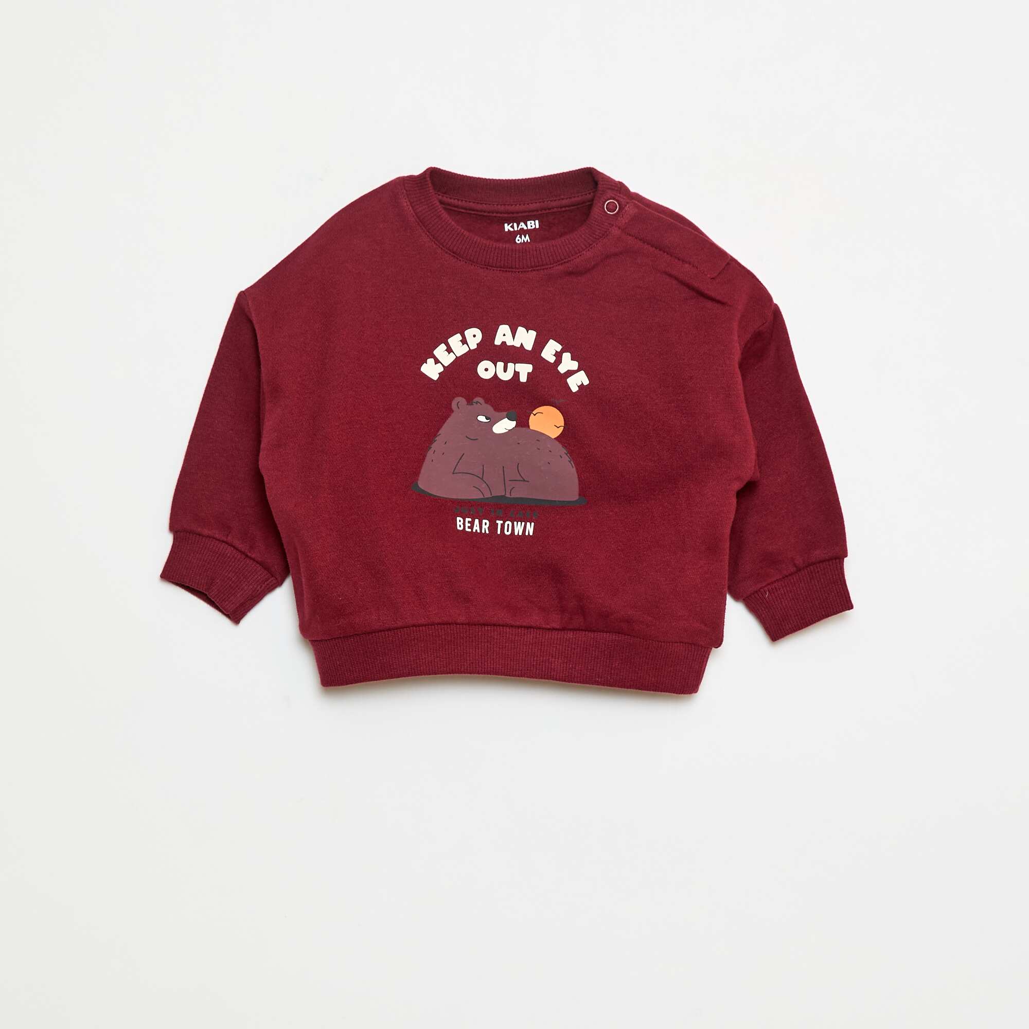 Fleece Sweatshirt with Front Print RED
